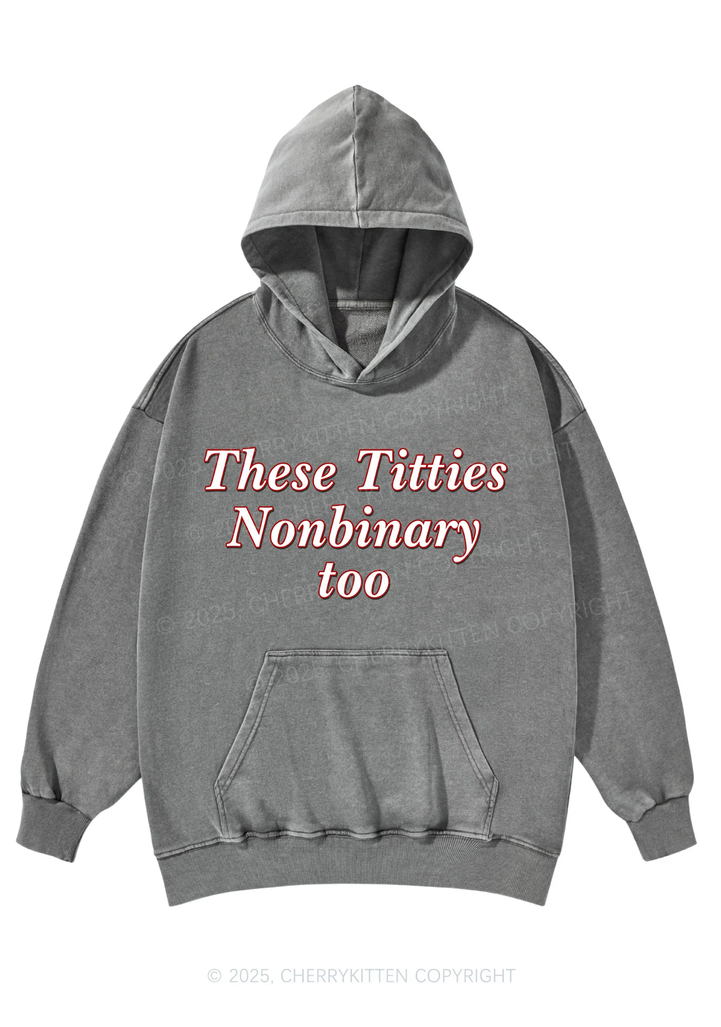Txtties Nonbinary Too Y2K Washed Hoodie Cherrykitten - Image 4