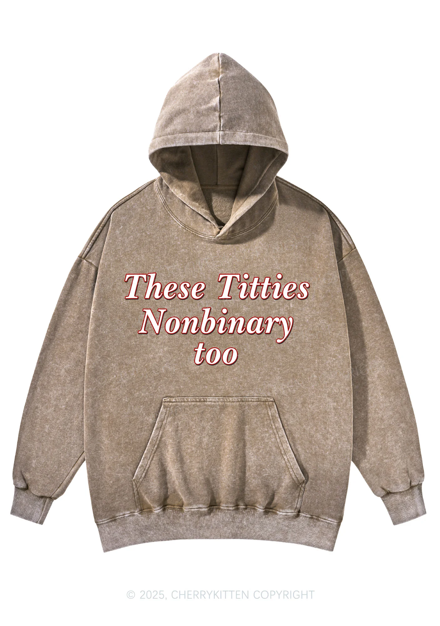 Txtties Nonbinary Too Y2K Washed Hoodie Cherrykitten - Image 5