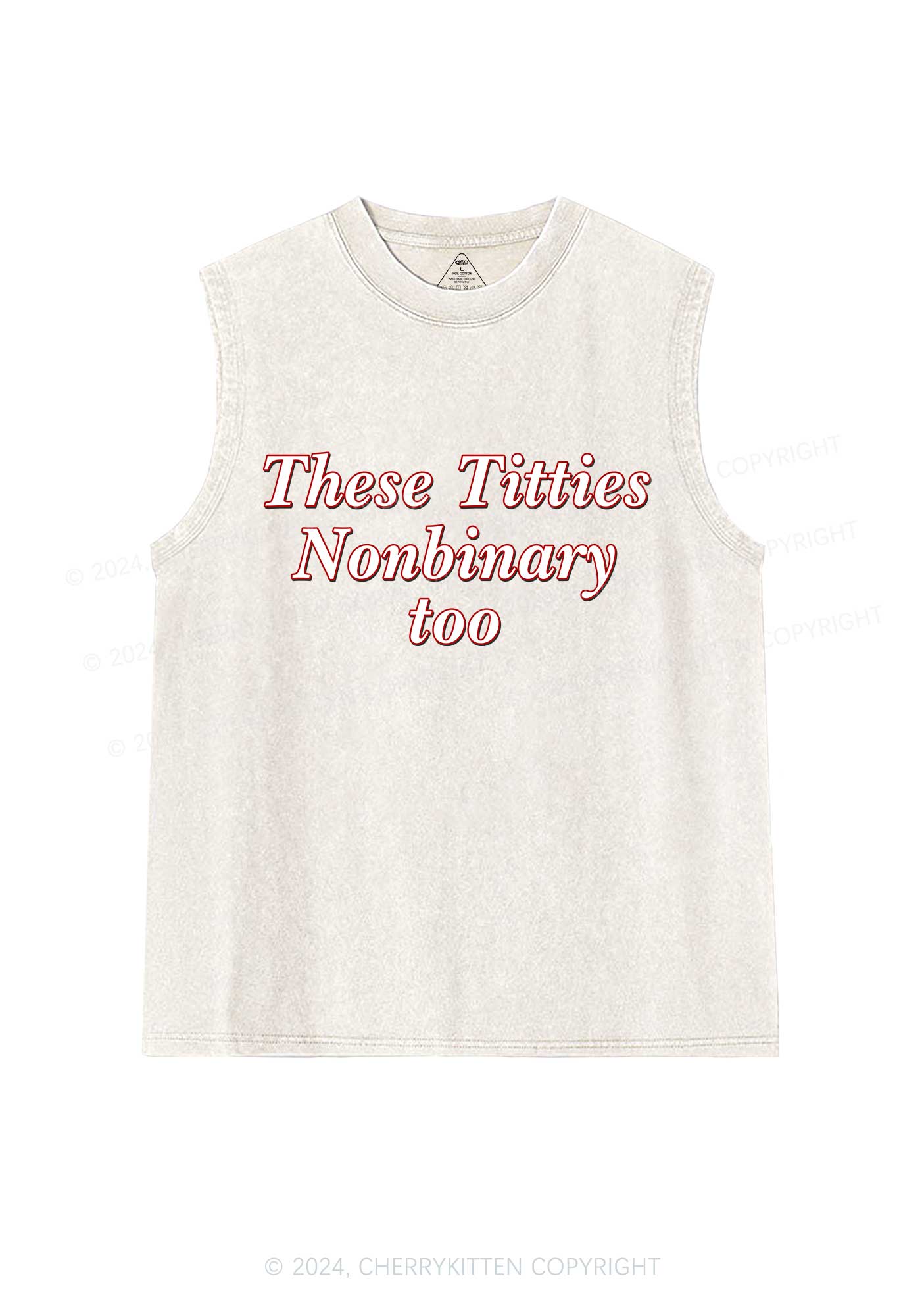 Txtties Nonbinary Too Y2K Washed Tank Cherrykitten - Image 4