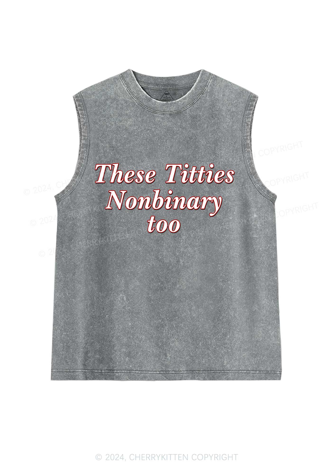 Txtties Nonbinary Too Y2K Washed Tank Cherrykitten - Image 6
