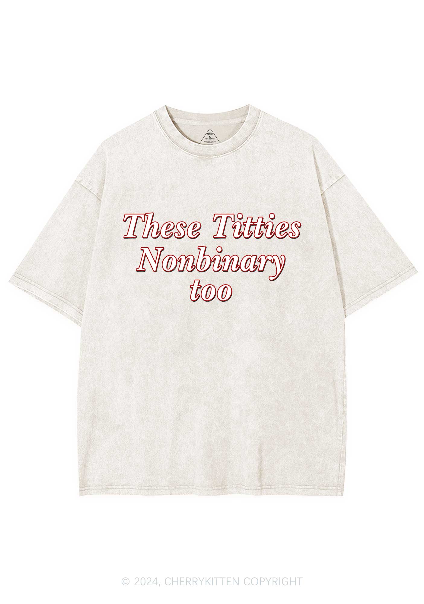 Txtties Nonbinary Too Y2K Washed Tee Cherrykitten - Image 5