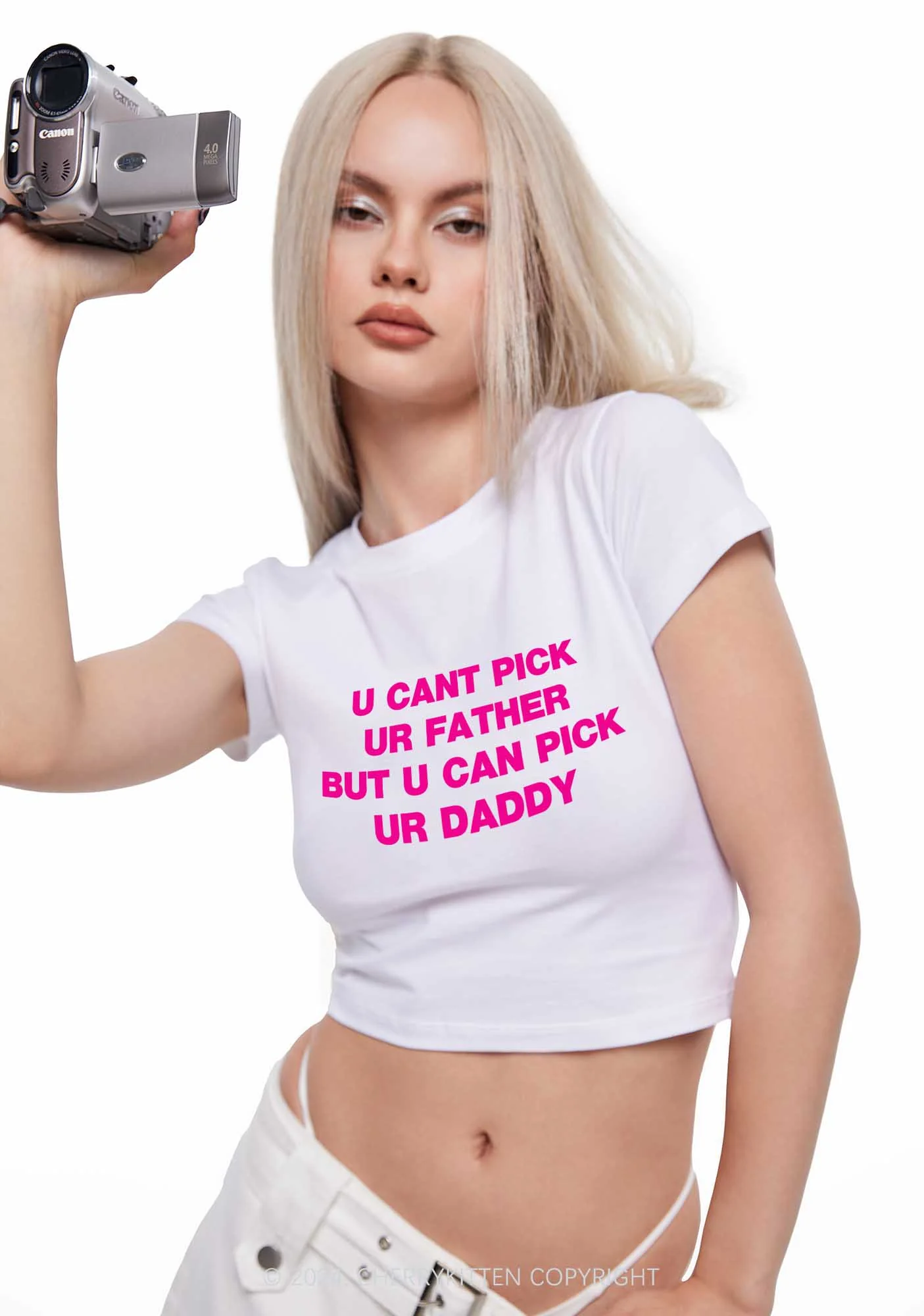U Can Pick Ur Daddy Y2K Baby Tee Cherrykitten - Image 2