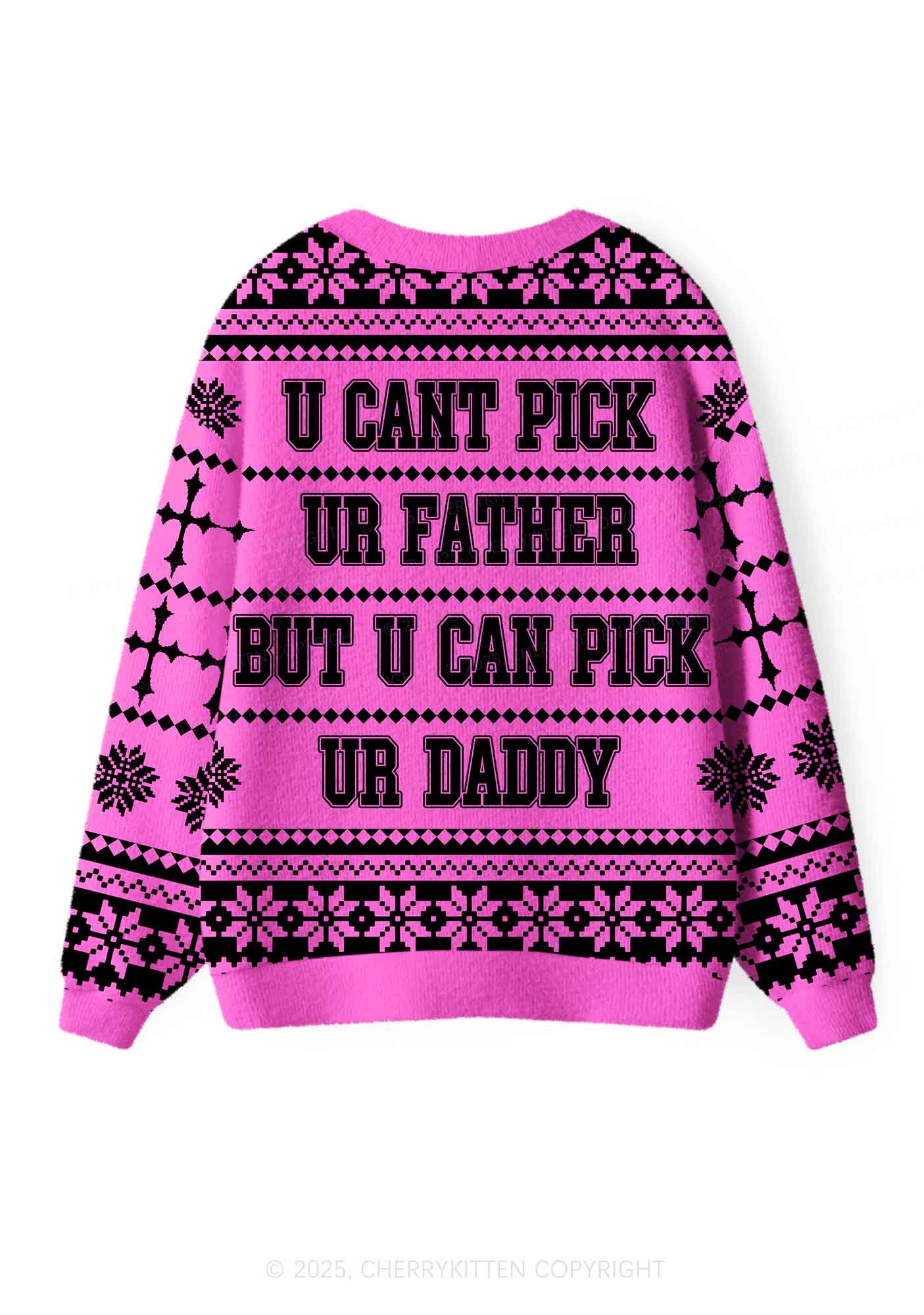 U Can Pick Ur Daddy Y2K Christmas Cardigan Knit Sweatshirt Cherrykitten - Image 3