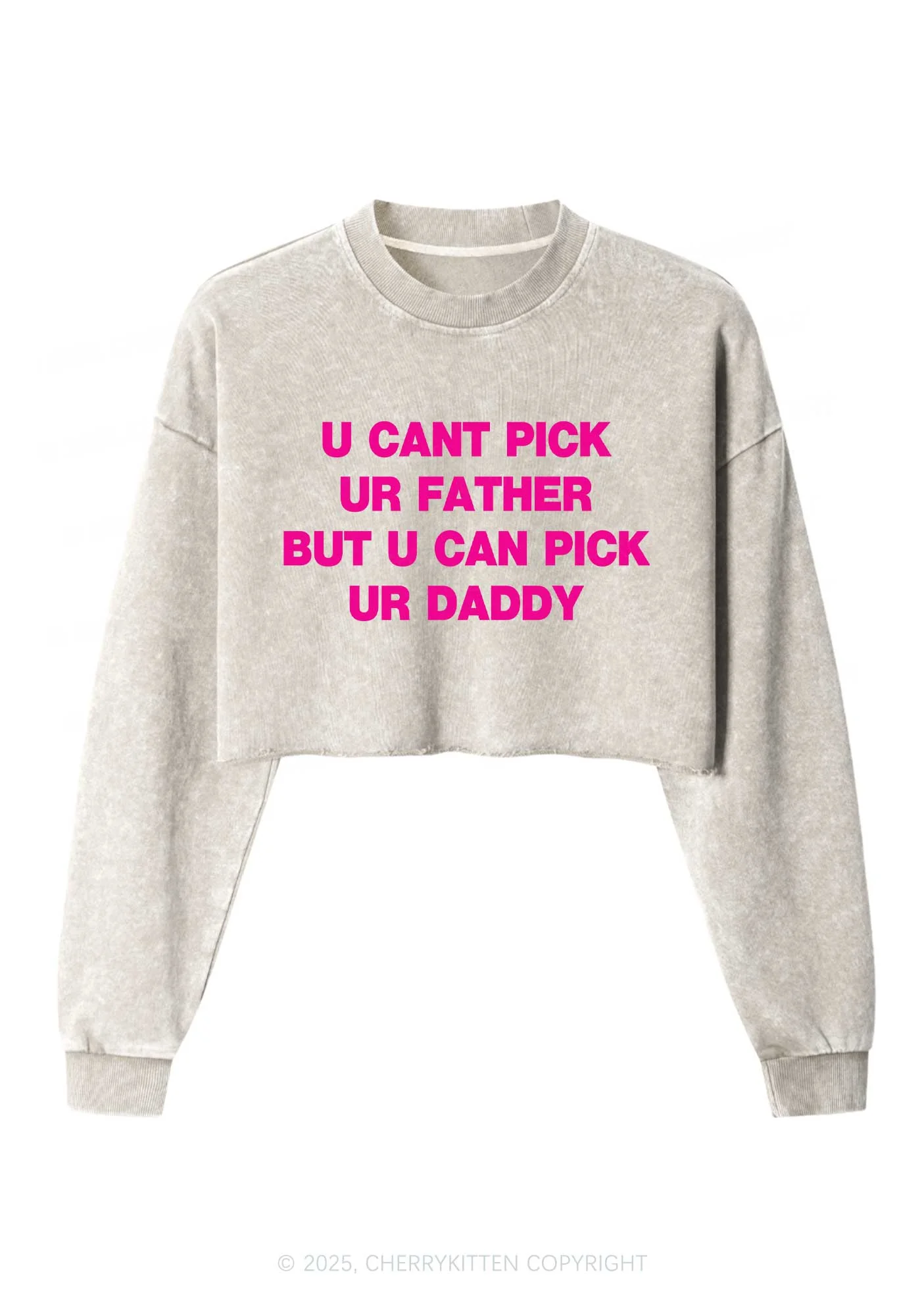 U Can Pick Ur Daddy Y2K Crop Washed Sweatshirts Cherrykitten - Image 3