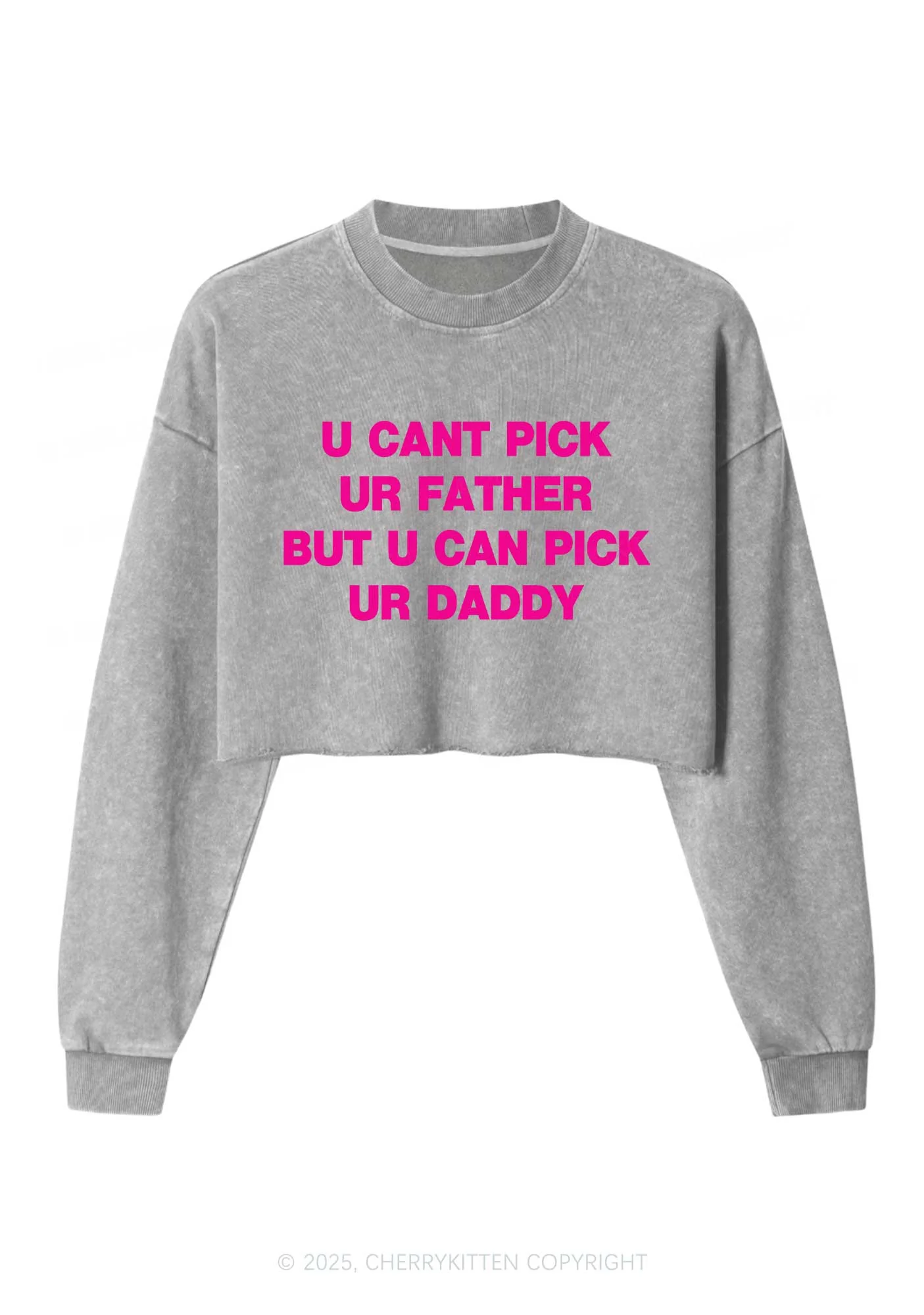 U Can Pick Ur Daddy Y2K Crop Washed Sweatshirts Cherrykitten - Image 4