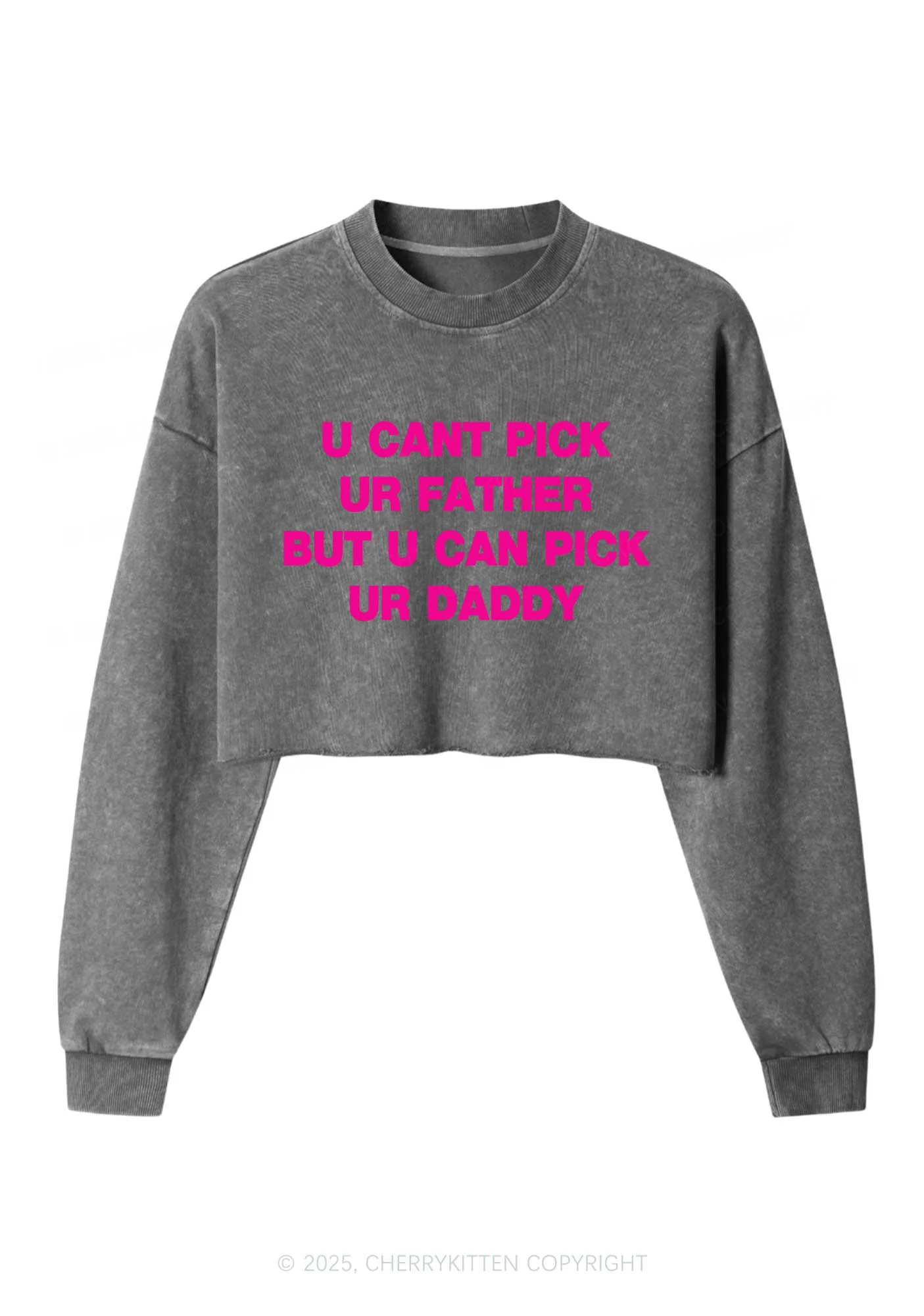 U Can Pick Ur Daddy Y2K Crop Washed Sweatshirts Cherrykitten - Image 5