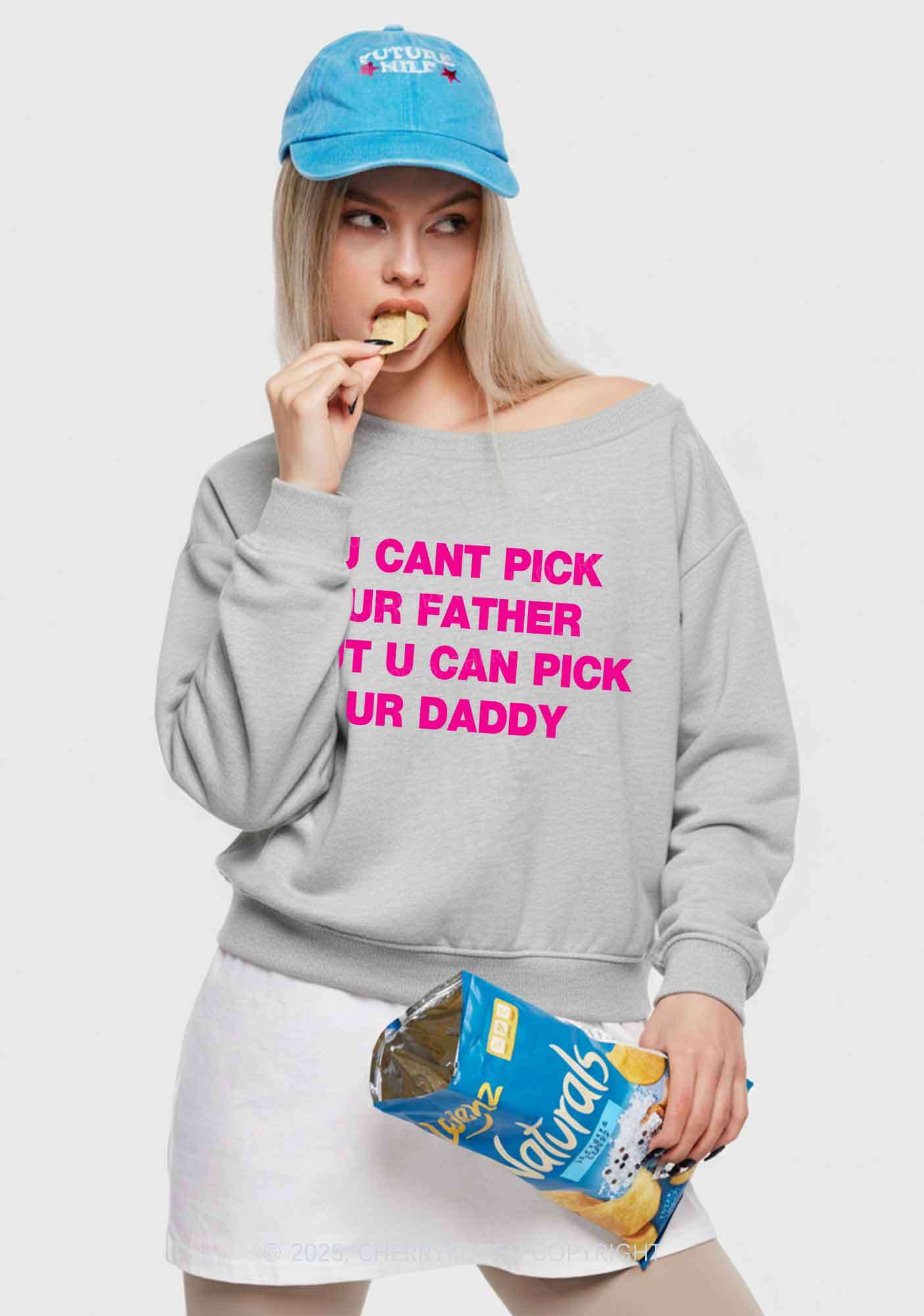 U Can Pick Ur Daddy Y2K Off Shoulder Sweatshirts Cherrykitten - Image 2