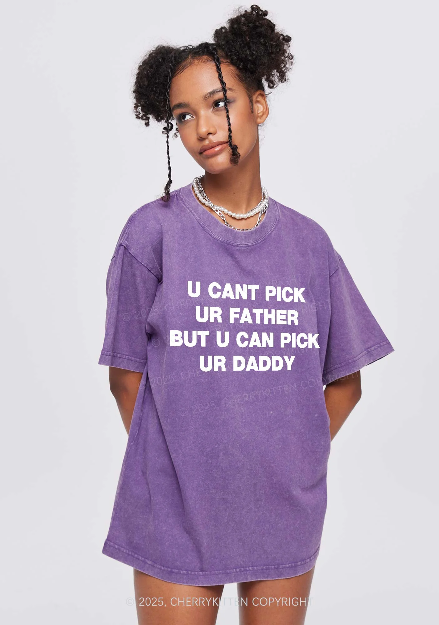 U Can Pick Ur Daddy Y2K Shirts Washed Tee Cherrykitten - Image 2