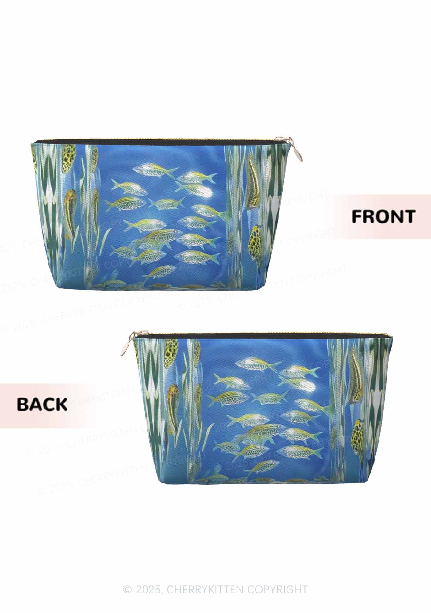 Undersea Fish Y2K Leather Makeup Bag Cherrykitten - Image 2