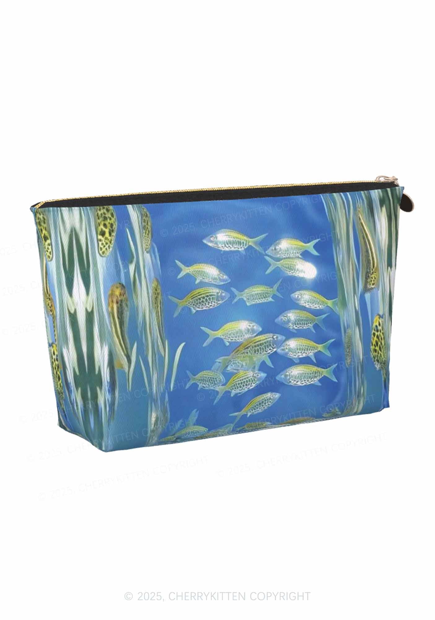 Undersea Fish Y2K Leather Makeup Bag Cherrykitten - Image 3