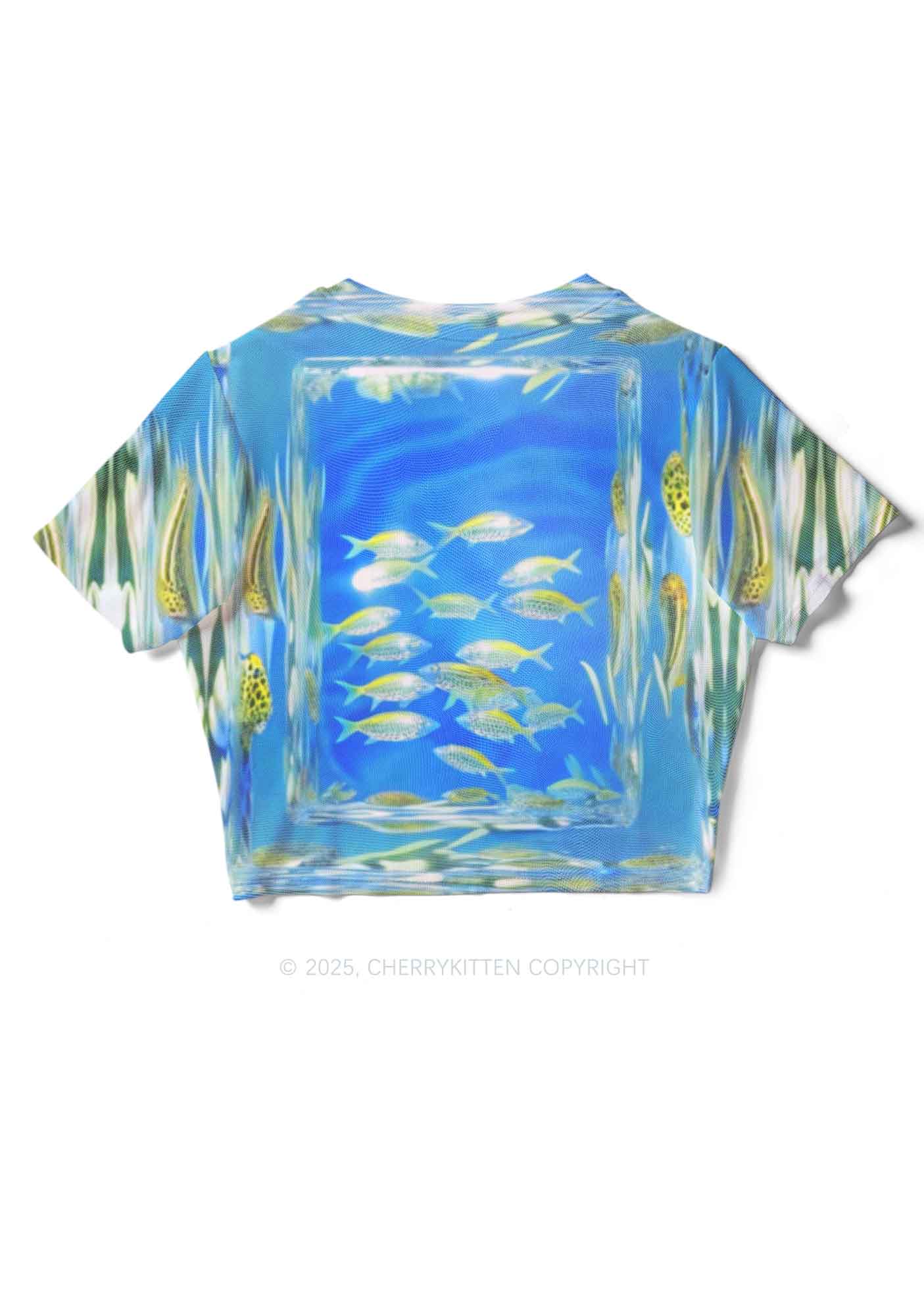 Undersea Fish Y2K Mesh Crop Top Cherrykitten - Image 4