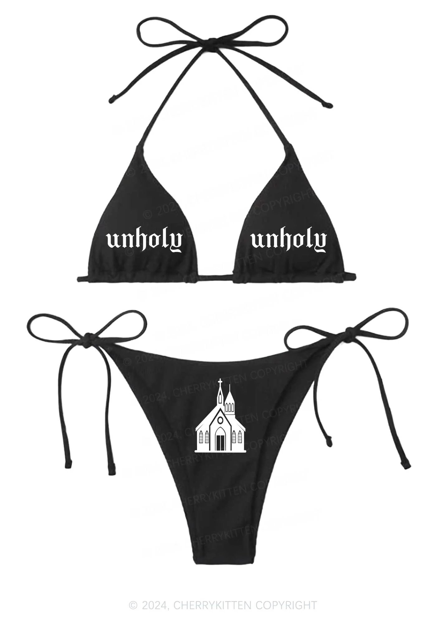 Unholy Castle Y2K Halter Triangle Bikini Set Cherrykitten - Image 3