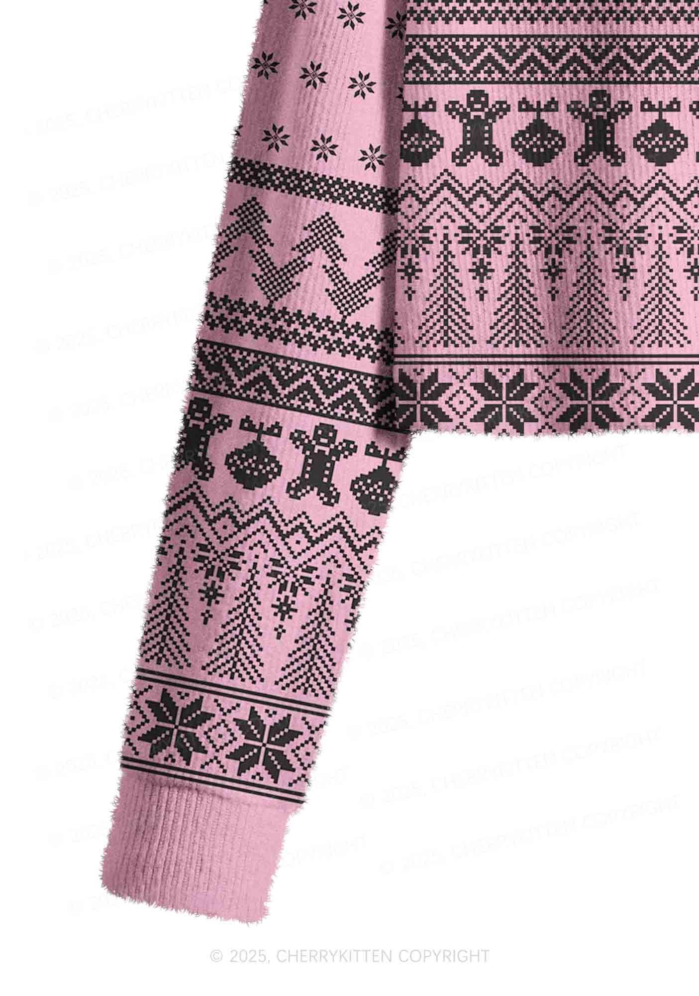 Unicorn Alpha Male Y2K Christmas Crop Knit Sweatshirt Cherrykitten - Image 5