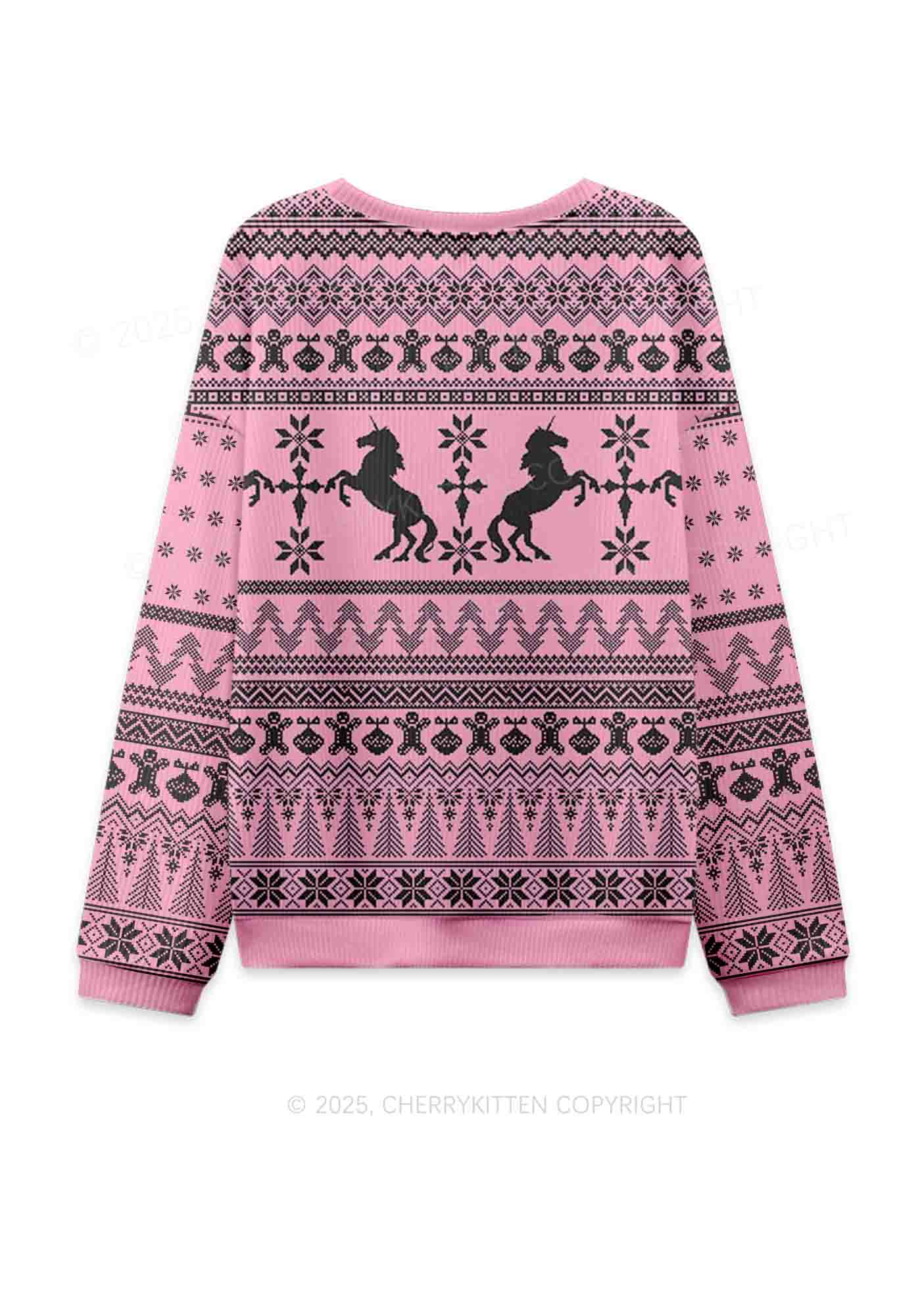 Unicorn Alpha Male Y2K Christmas Knit Sweatshirt Cherrykitten - Image 2