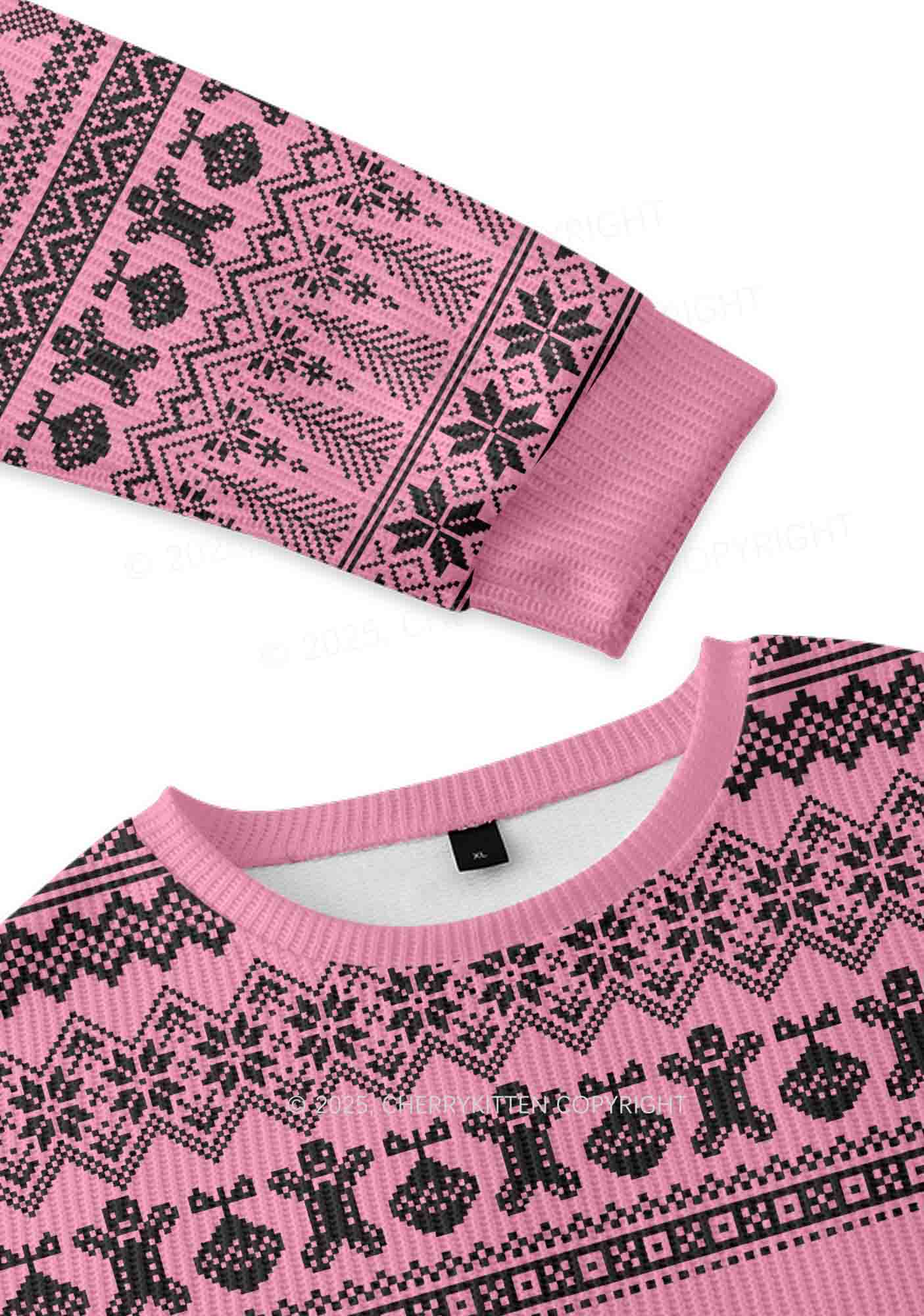 Unicorn Alpha Male Y2K Christmas Knit Sweatshirt Cherrykitten - Image 3