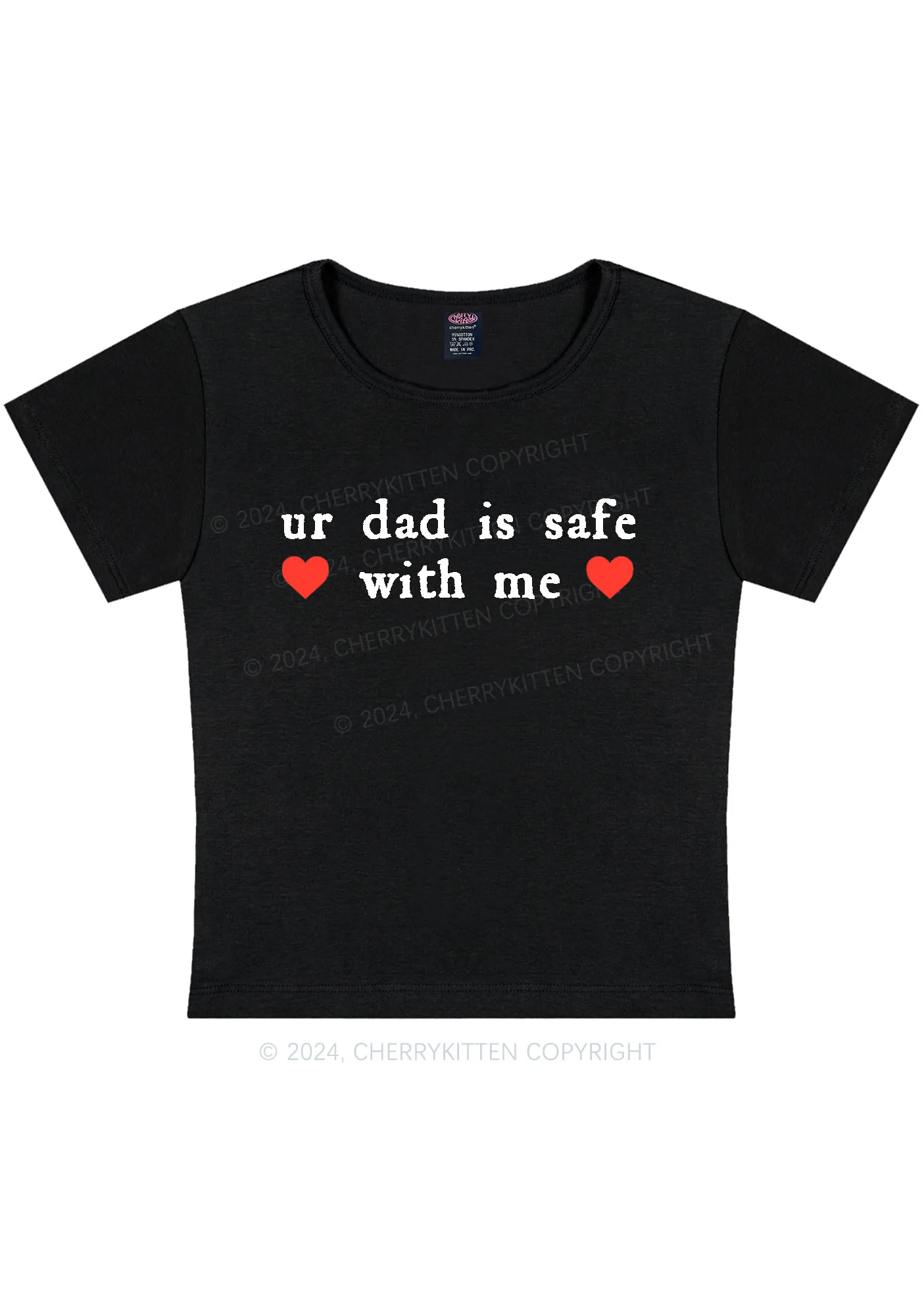 Ur Dad Is Safe With Me Y2K Baby Tee Cherrykitten - Image 4