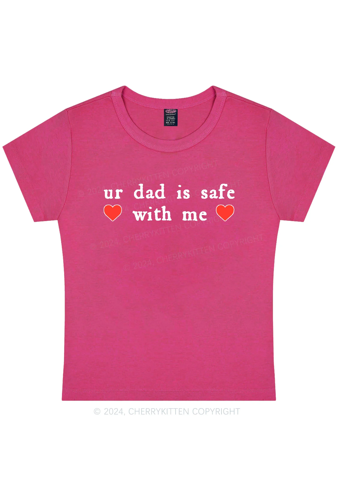 Ur Dad Is Safe With Me Y2K Baby Tee Cherrykitten - Image 8