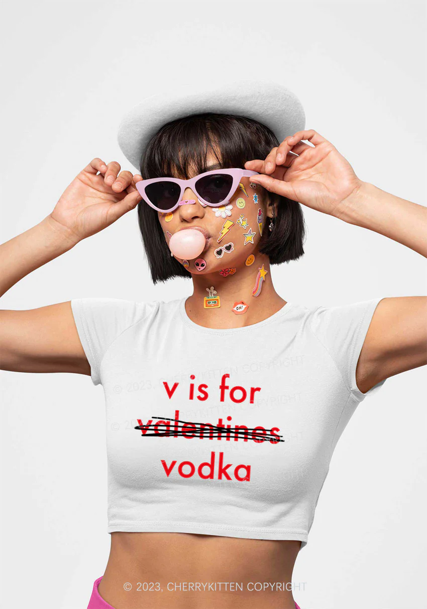 V Is For Valentines Vodka Y2K Baby Tee Cherrykitten - Image 2
