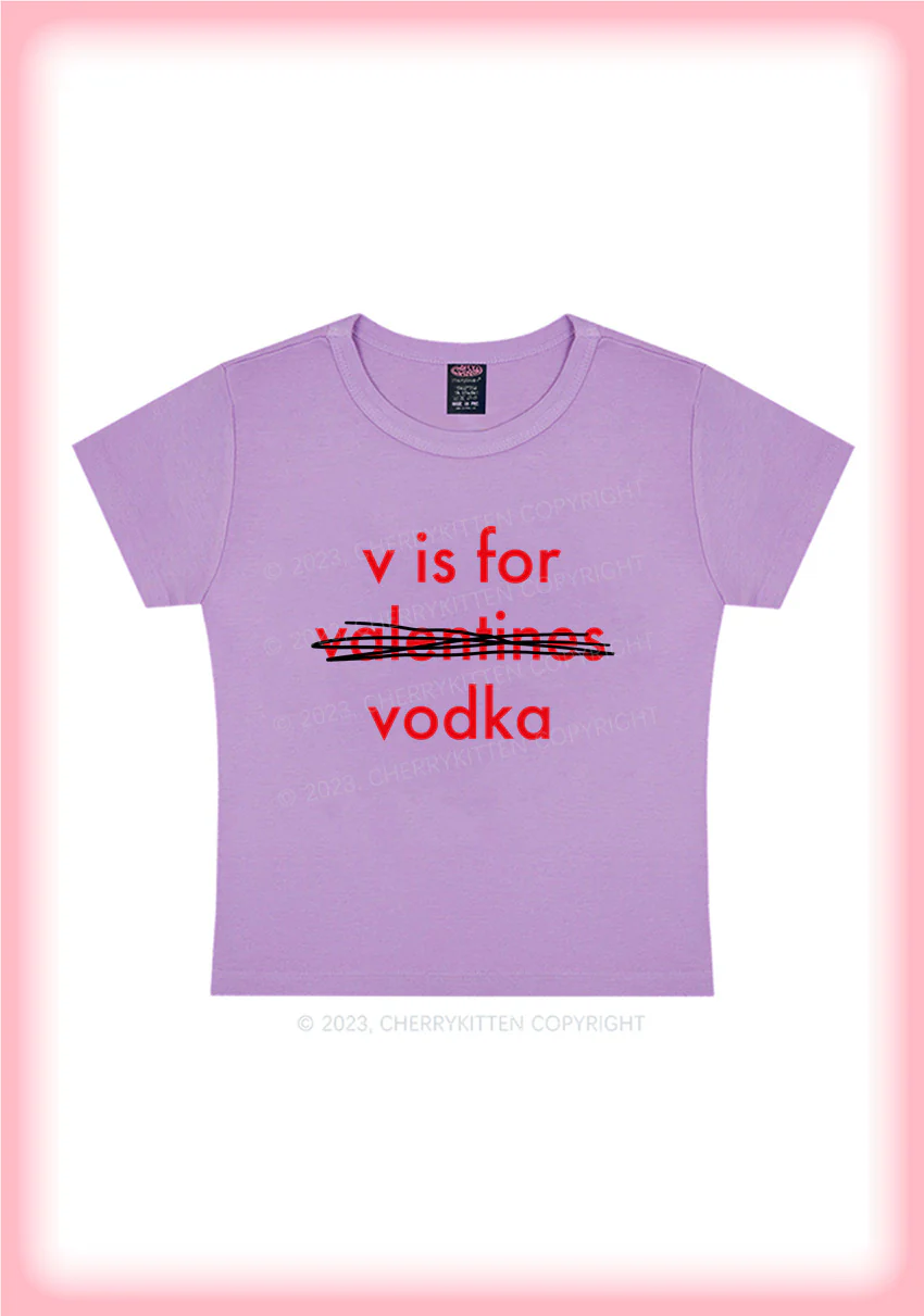 V Is For Valentines Vodka Y2K Baby Tee Cherrykitten - Image 6