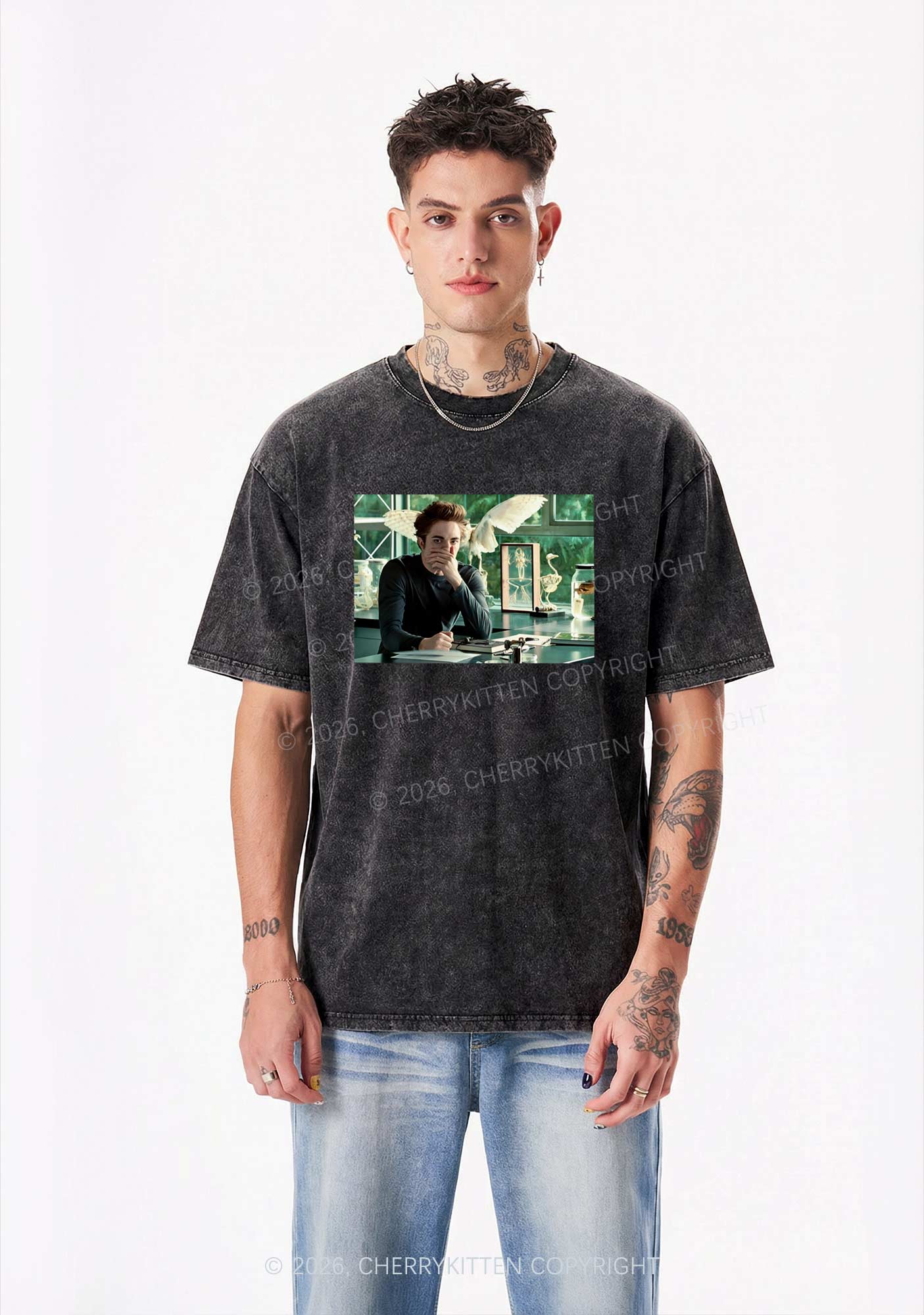 Vampire Boy Y2K Shirts Washed Tee Cherrykitten - Image 2
