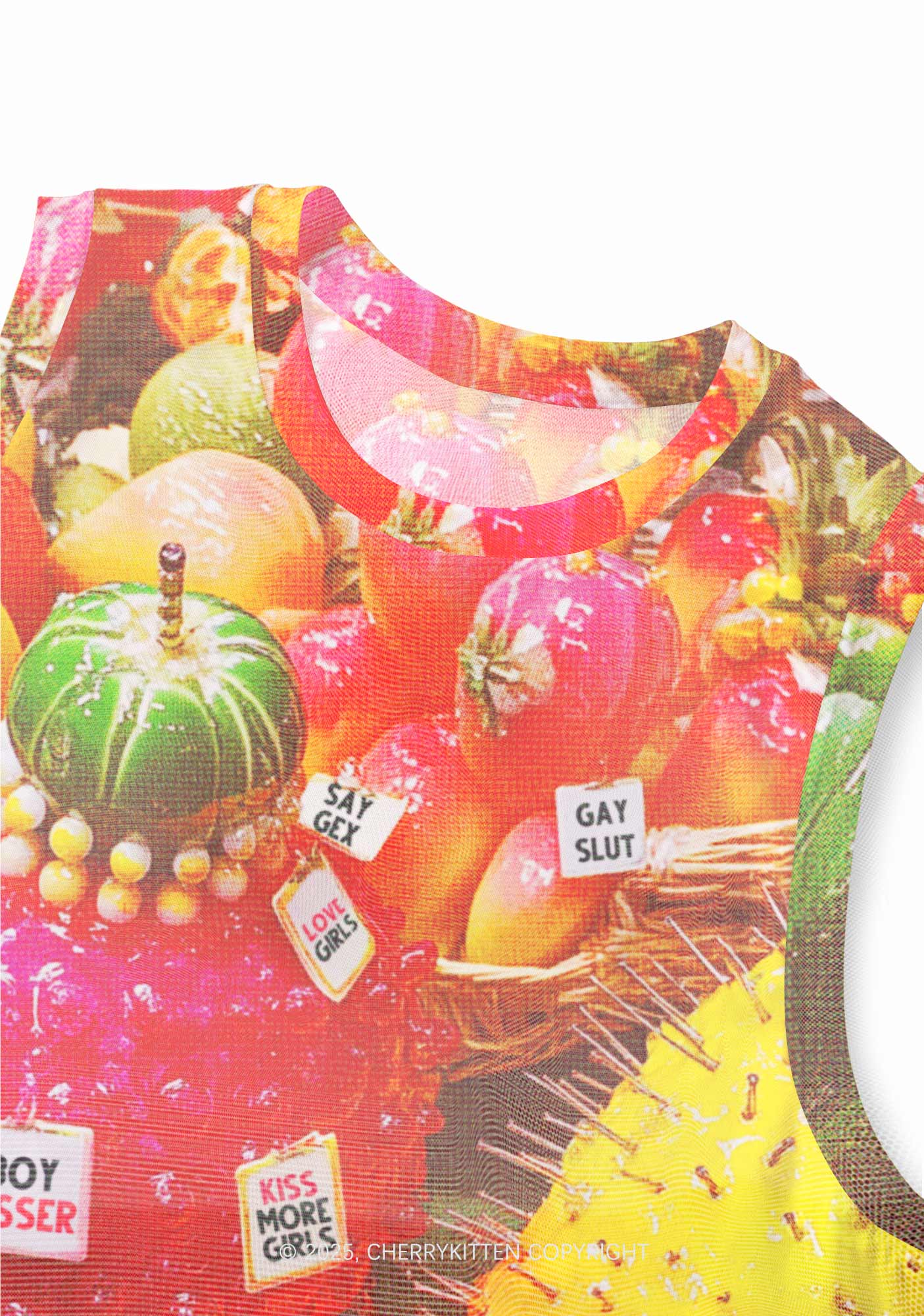 Various Fruits Pride Y2K Mesh Muscle Tank Cherrykitten - Image 4