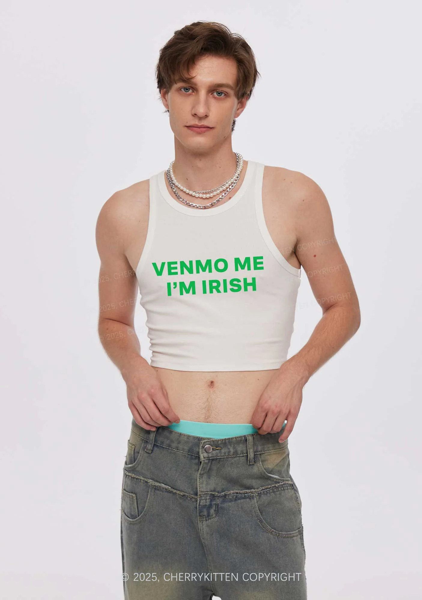 Venmo Me Im Irish Y2K Crop Tank Top Cherrykitten - Image 3