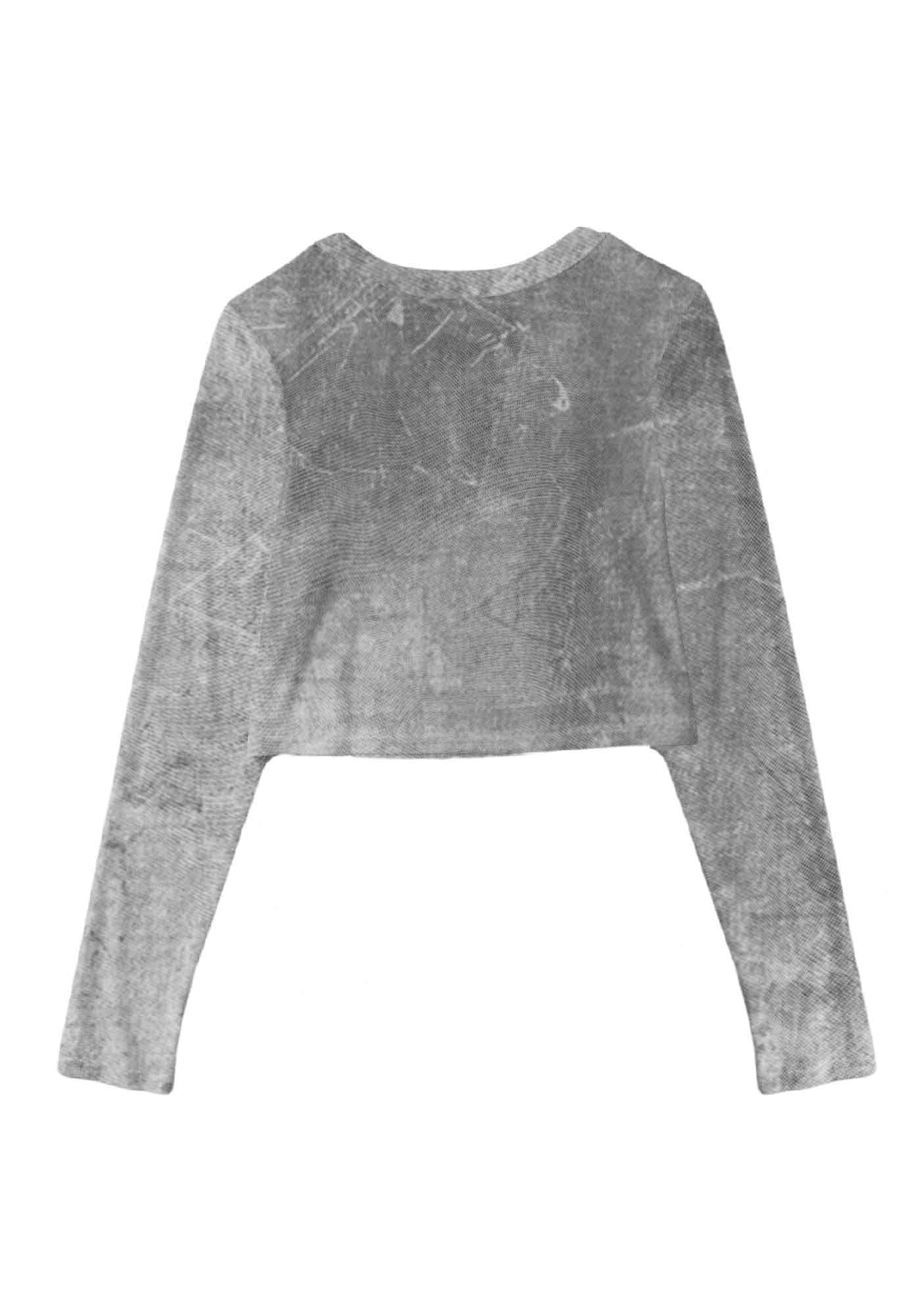 Vintage Cowgirl Y2K Mesh Long Sleeve Crop Top Cherrykitten - Image 3