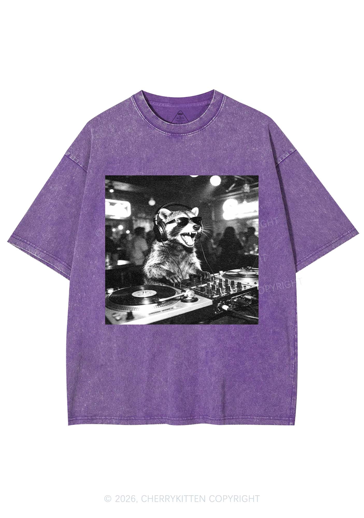 Vintage DJ Raccoon Y2K Shirts Washed Tee Cherrykitten - Image 5