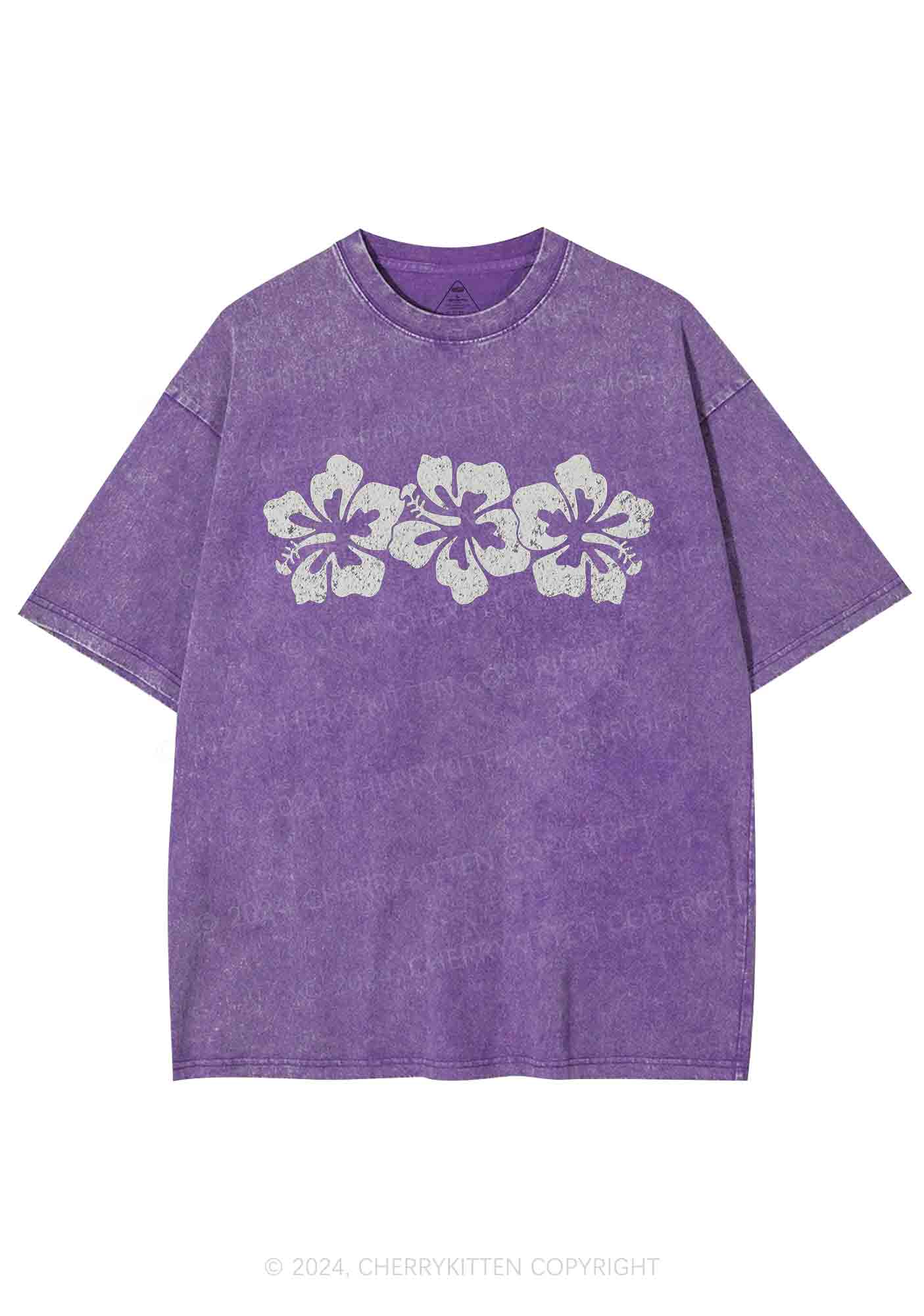 Vintage Hibiscus Flower Y2K Washed Tee Cherrykitten - Image 5