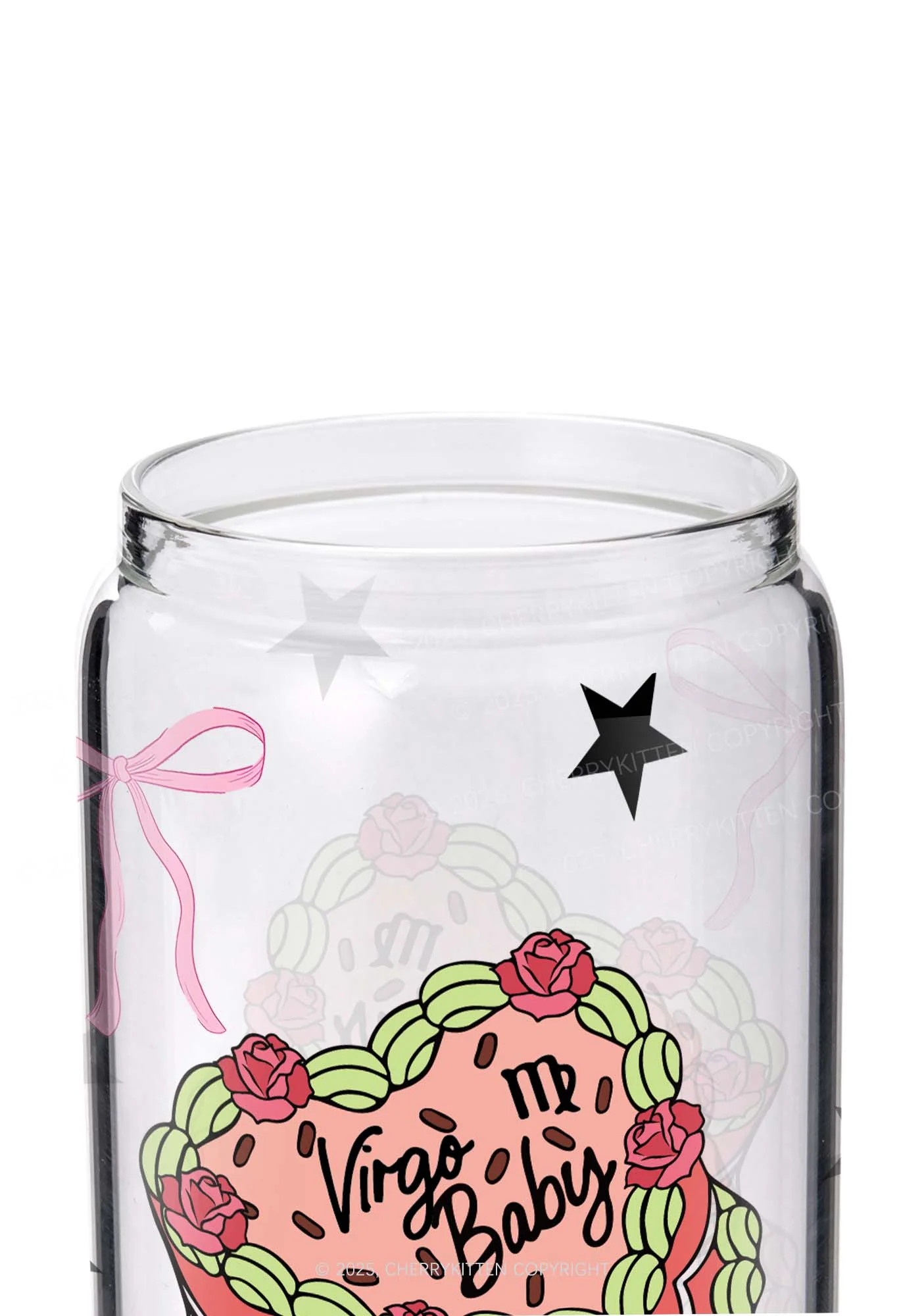Virgo Baby Y2K Printed Glass Cup Cherrykitten - Image 2