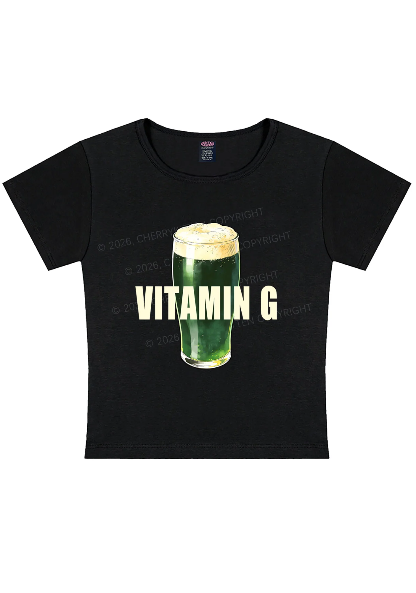 Vitamin G St Patricks Y2K Baby Tee Cherrykitten - Image 4