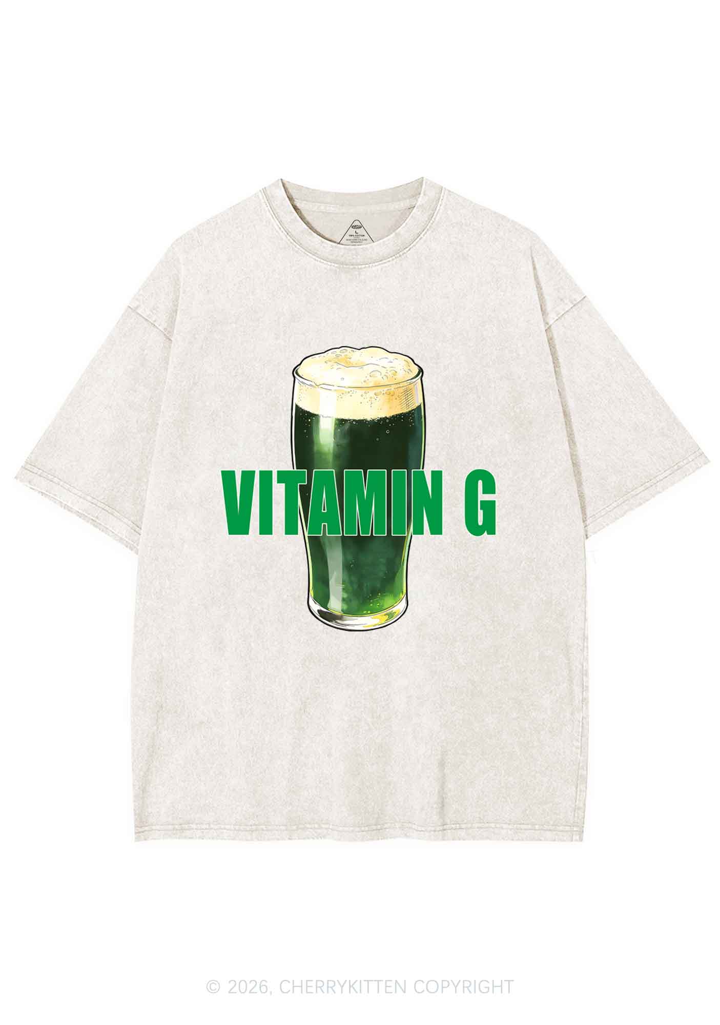 Vitamin G St Patricks Y2K Shirts Washed Tee Cherrykitten - Image 3