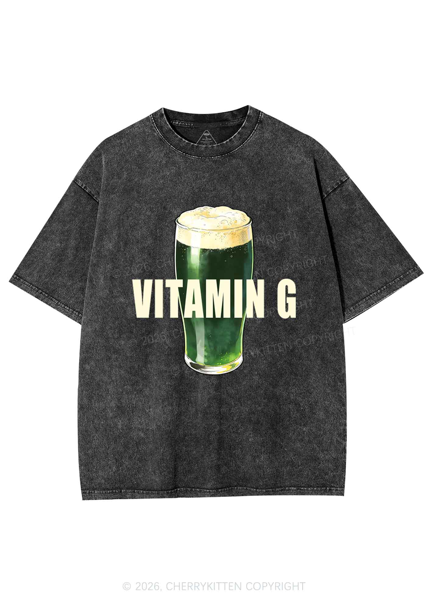 Vitamin G St Patricks Y2K Shirts Washed Tee Cherrykitten - Image 4