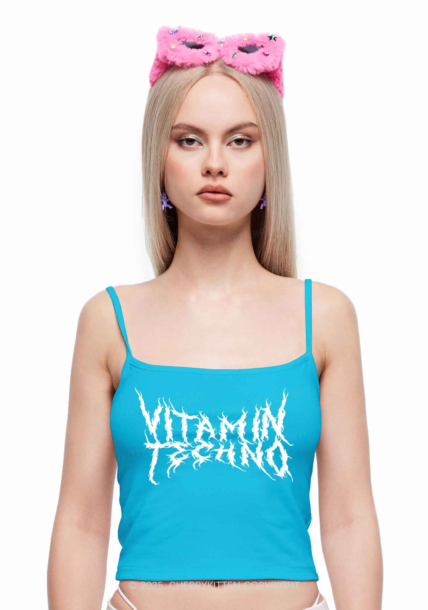 Vitamin Techno Y2K Spaghetti Strap Cami Cherrykitten - Image 2