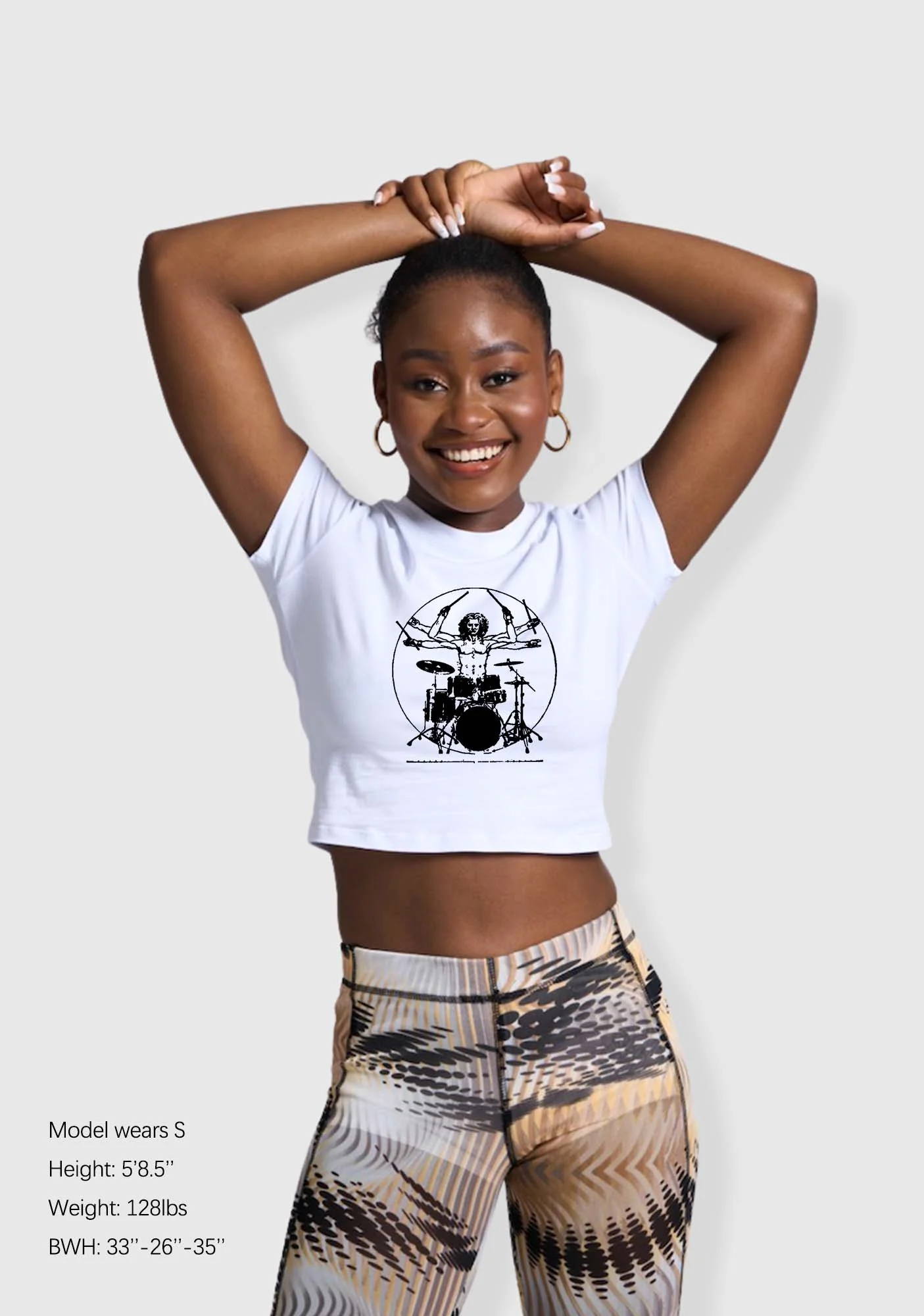 Vitruvian Drummer Y2K Baby Tee - Image 2
