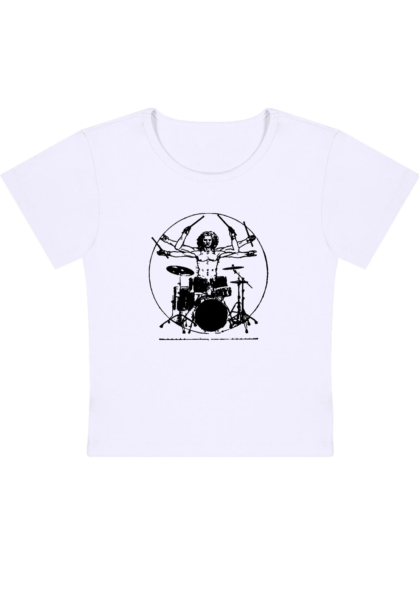 Vitruvian Drummer Y2K Baby Tee - Image 3
