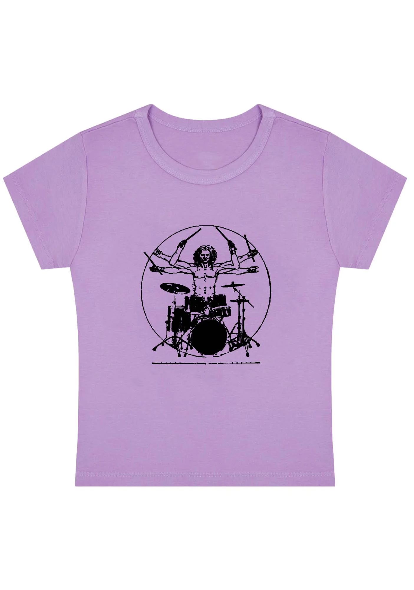 Vitruvian Drummer Y2K Baby Tee - Image 4