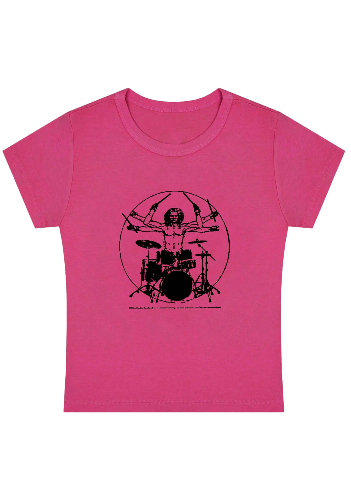 Vitruvian Drummer Y2K Baby Tee - Image 5