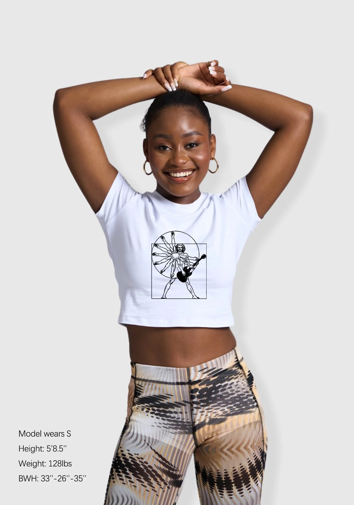 Vitruvian Man Guitar Y2K Baby Tee - Image 2