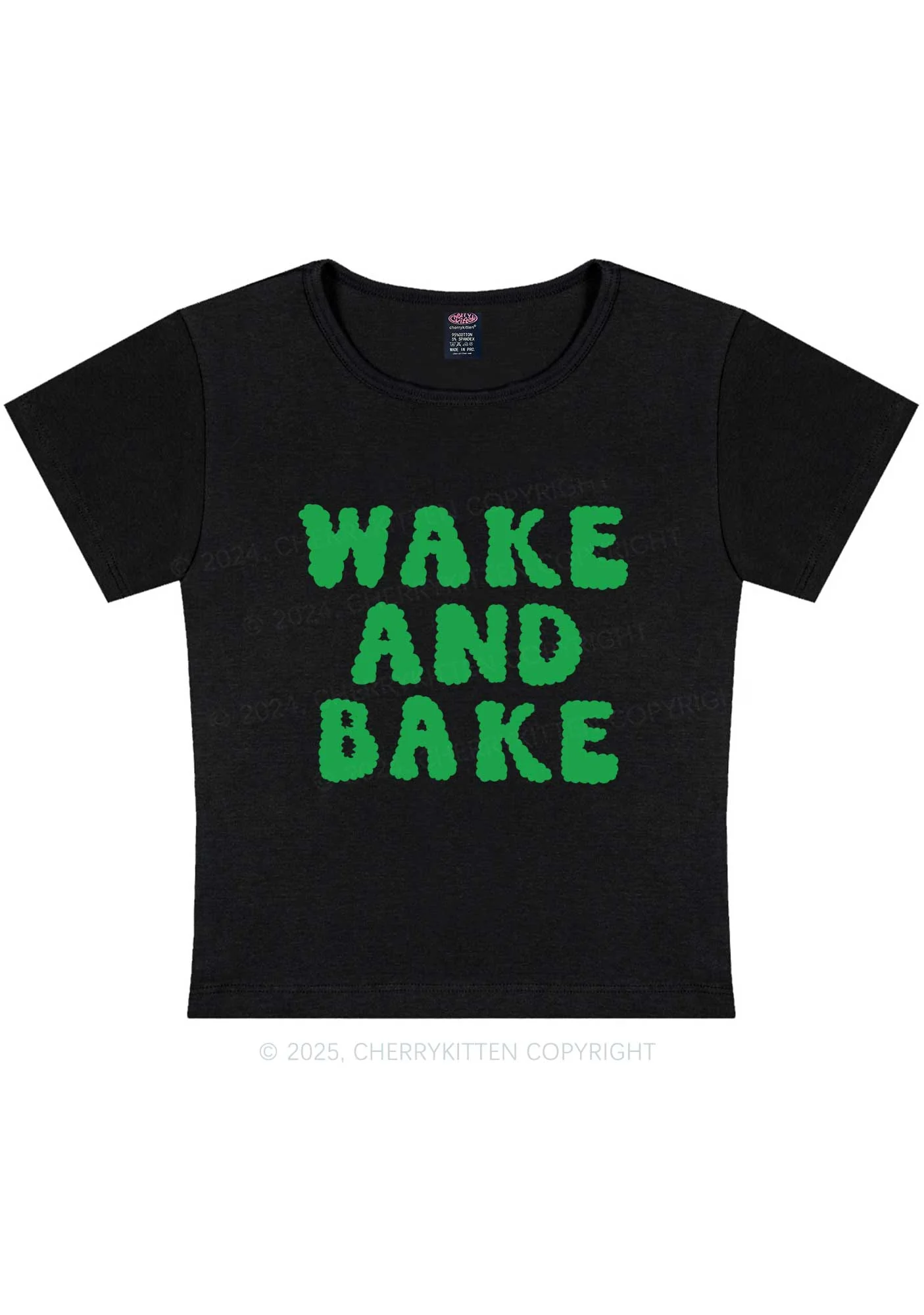 Wake And Bake Y2K Baby Tee Cherrykitten - Image 3