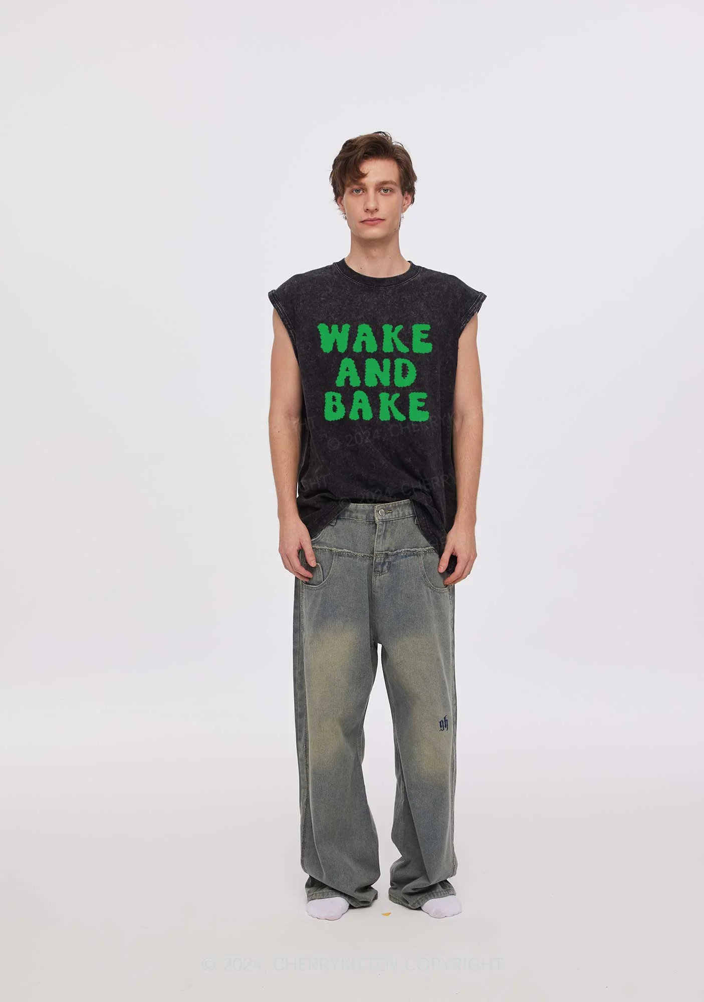 Wake And Bake Y2K Washed Tank Cherrykitten - Image 2