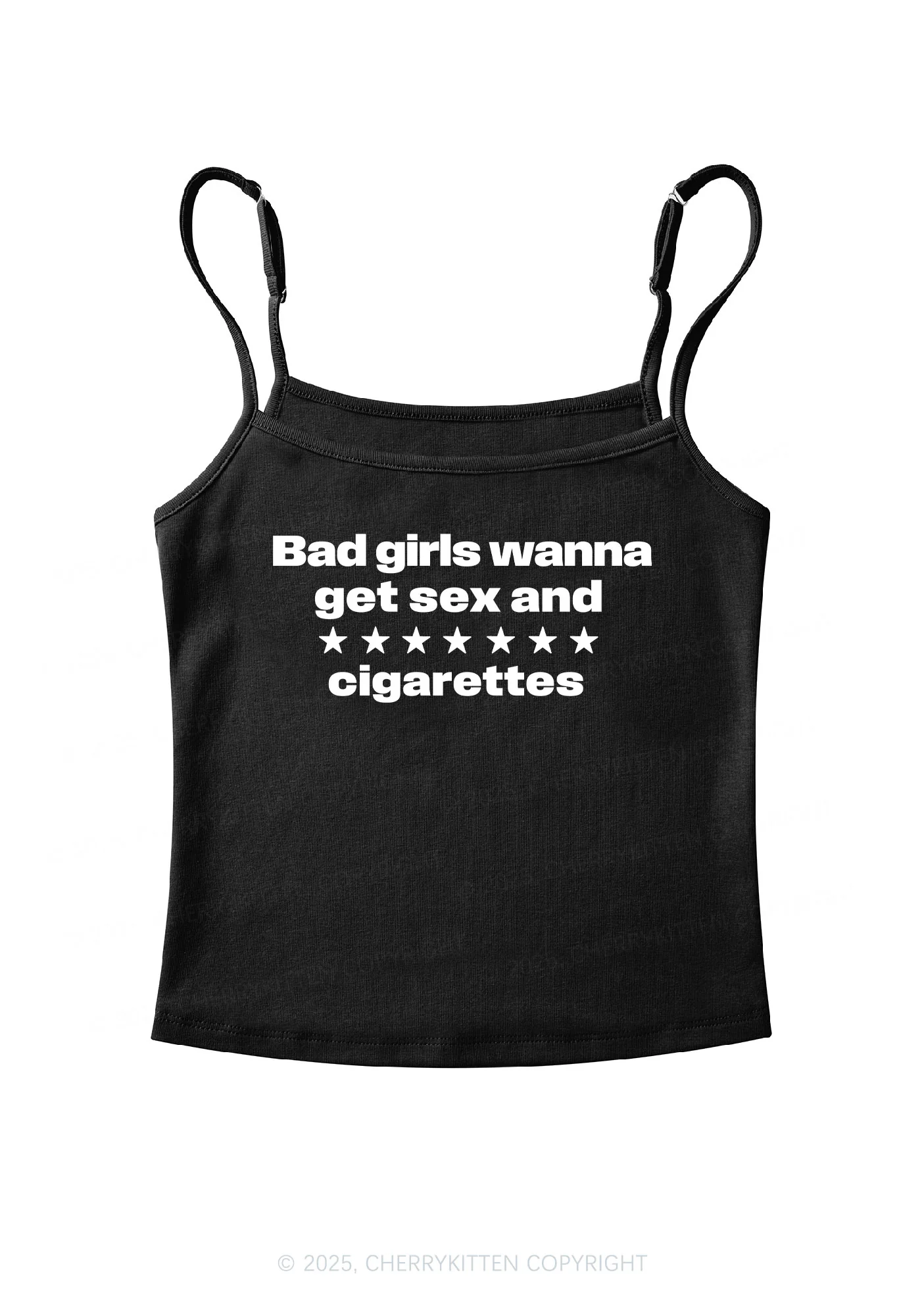 Bad Girls Wanna Cigarettes Y2K Spaghetti Strap Cami Cherrykitten - Image 4