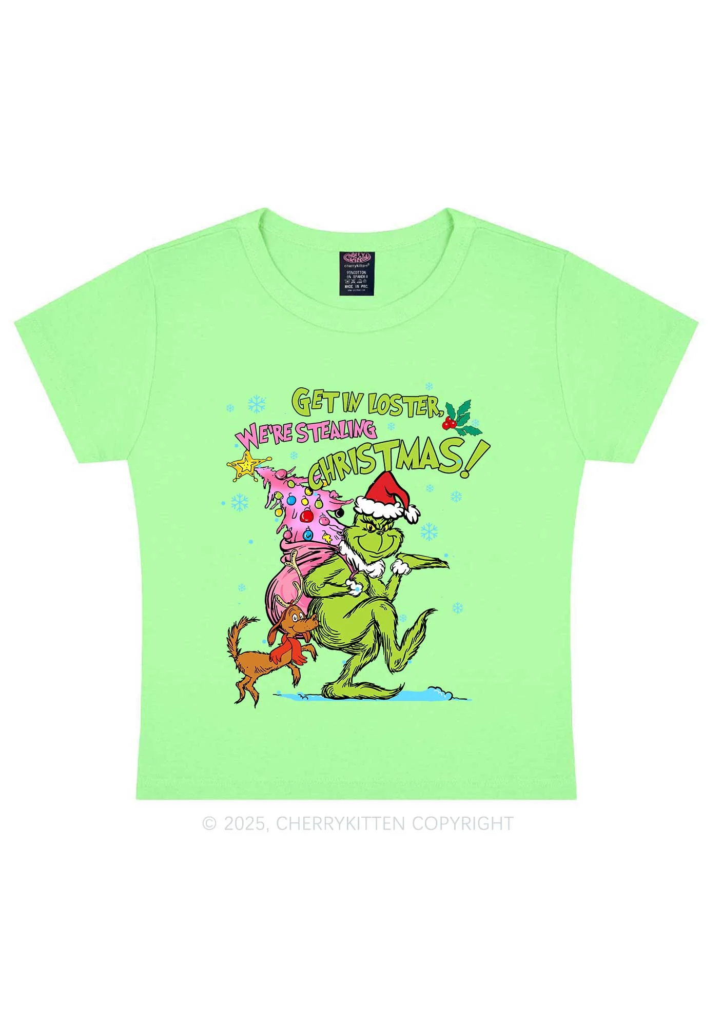 We Are Stealing Christmas Y2K Baby Tee Cherrykitten - Image 10