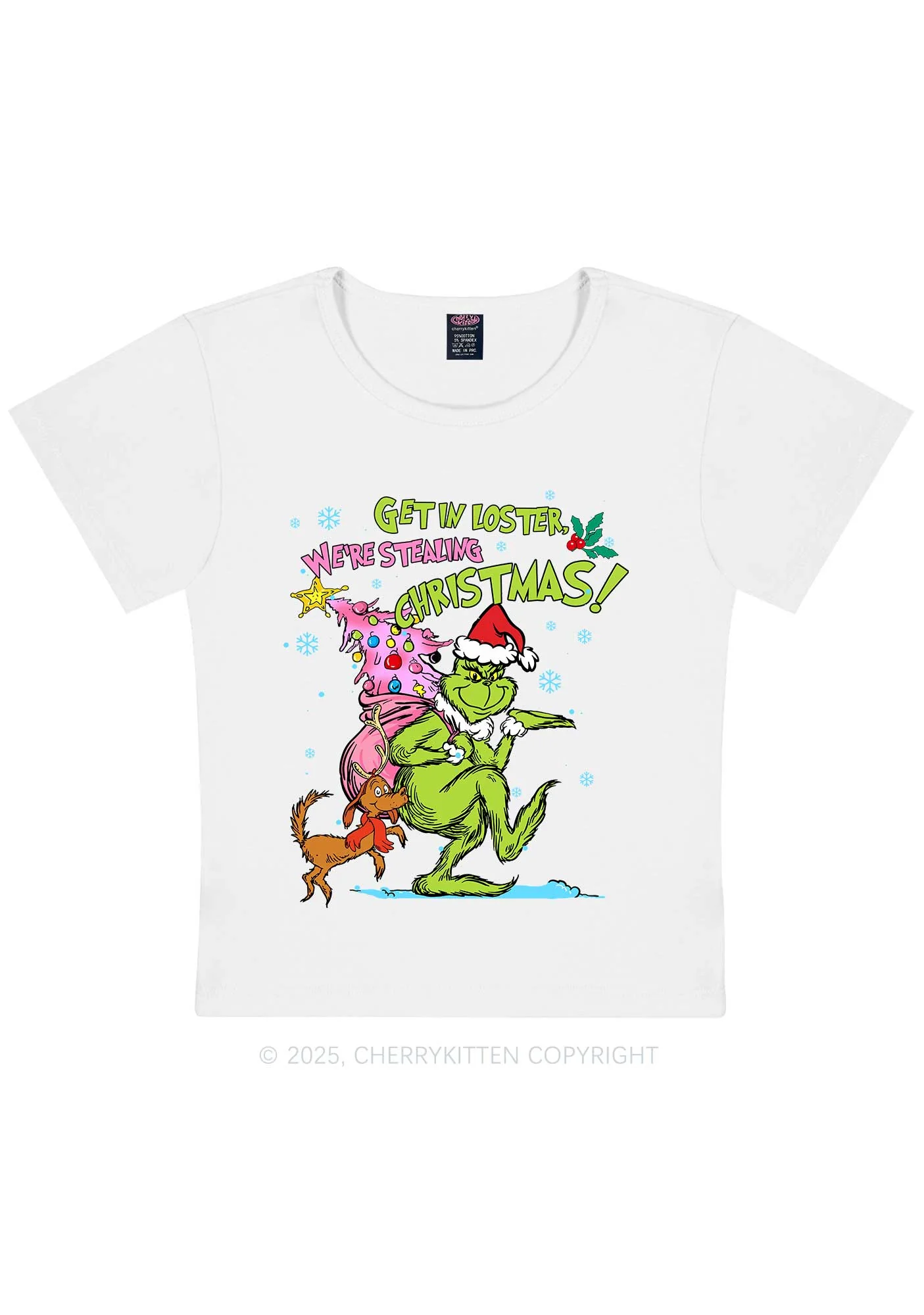 We Are Stealing Christmas Y2K Baby Tee Cherrykitten - Image 3