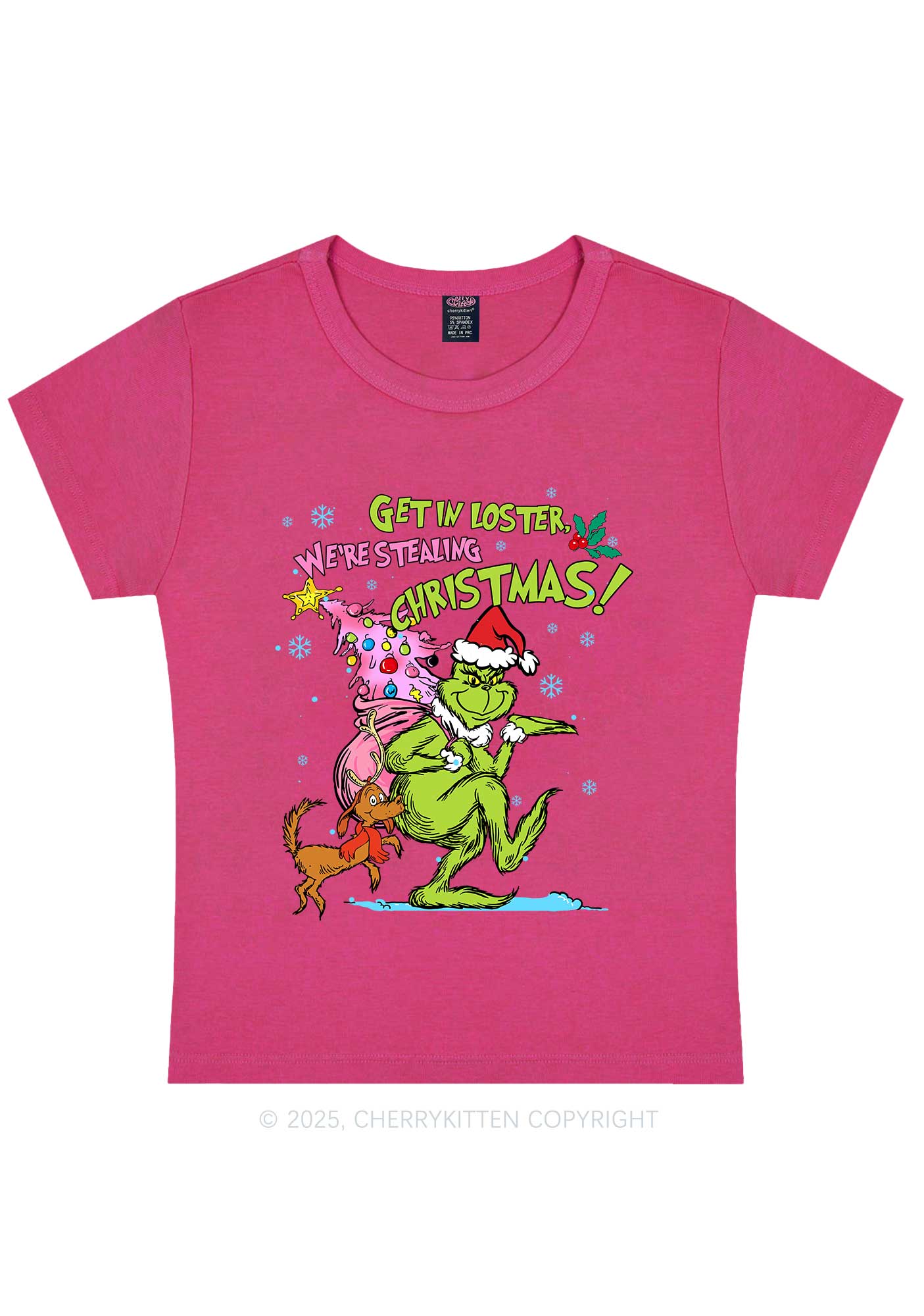 We Are Stealing Christmas Y2K Baby Tee Cherrykitten - Image 4