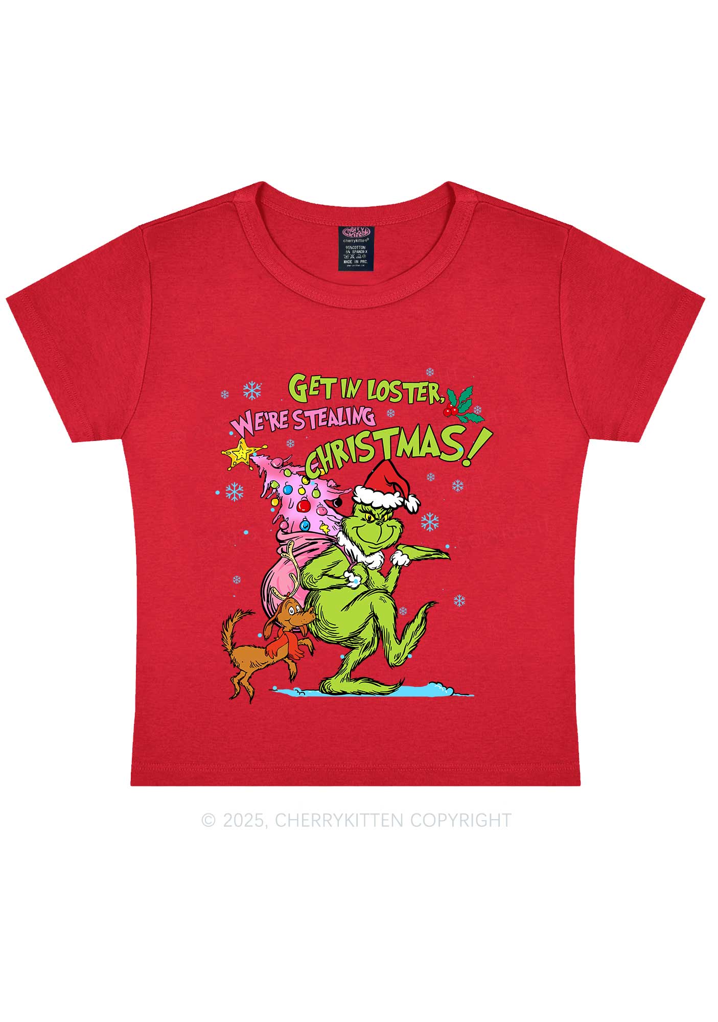 We Are Stealing Christmas Y2K Baby Tee Cherrykitten - Image 6