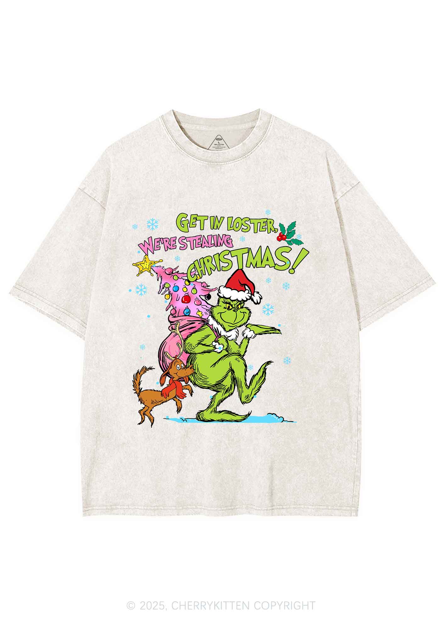 We Are Stealing Christmas Y2K Shirts Washed Tee Cherrykitten - Image 3