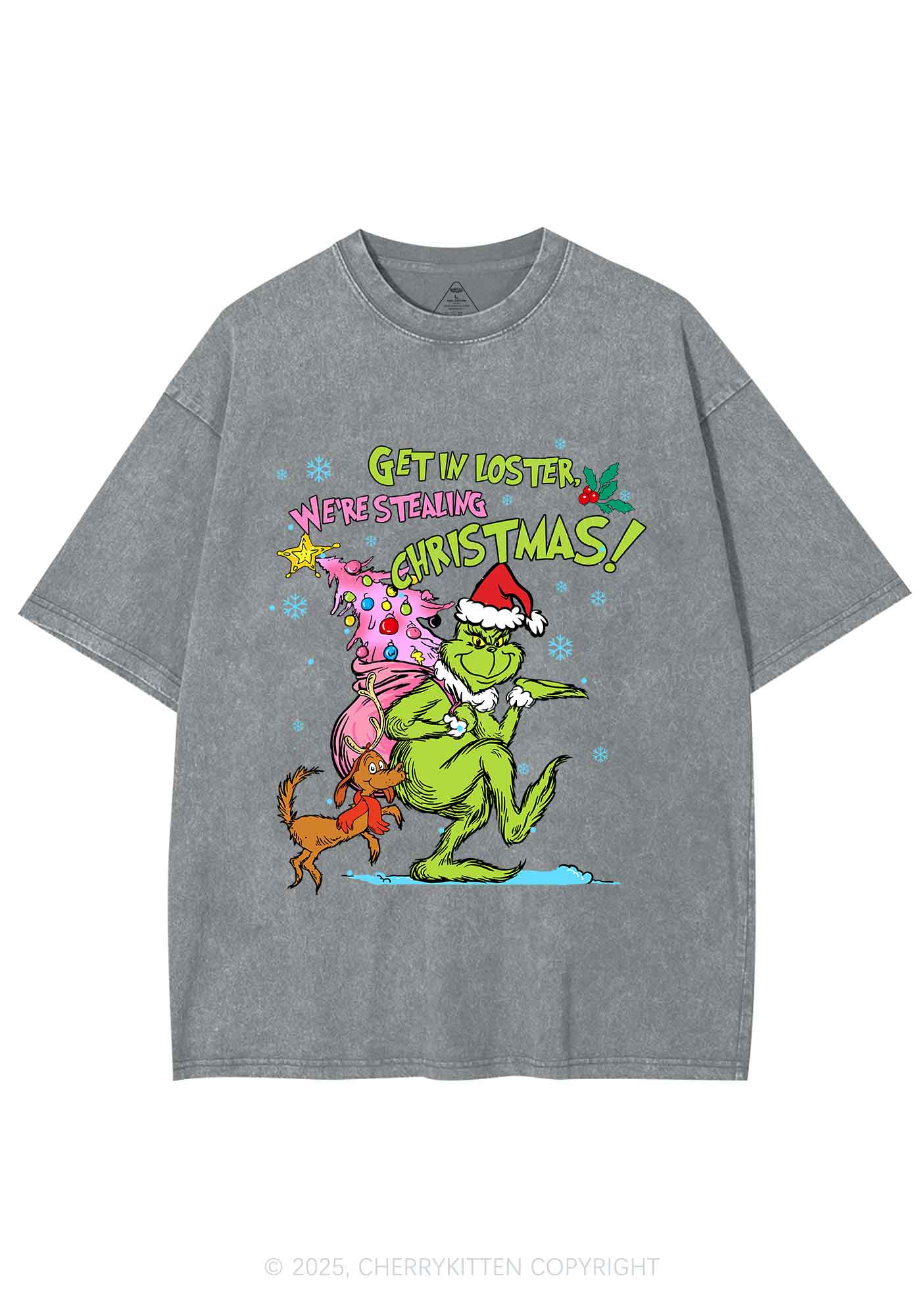 We Are Stealing Christmas Y2K Shirts Washed Tee Cherrykitten - Image 6