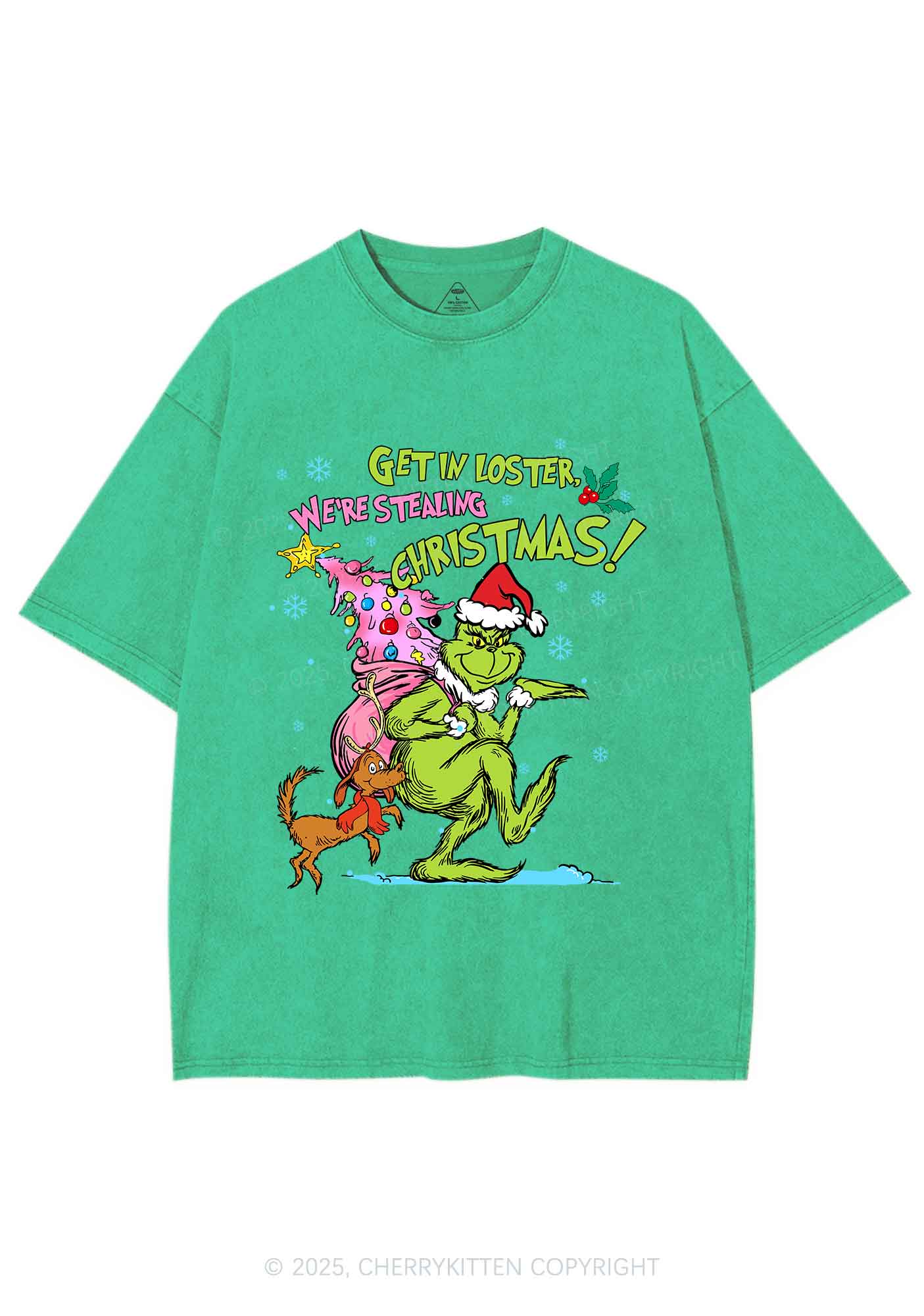 We Are Stealing Christmas Y2K Shirts Washed Tee Cherrykitten - Image 7