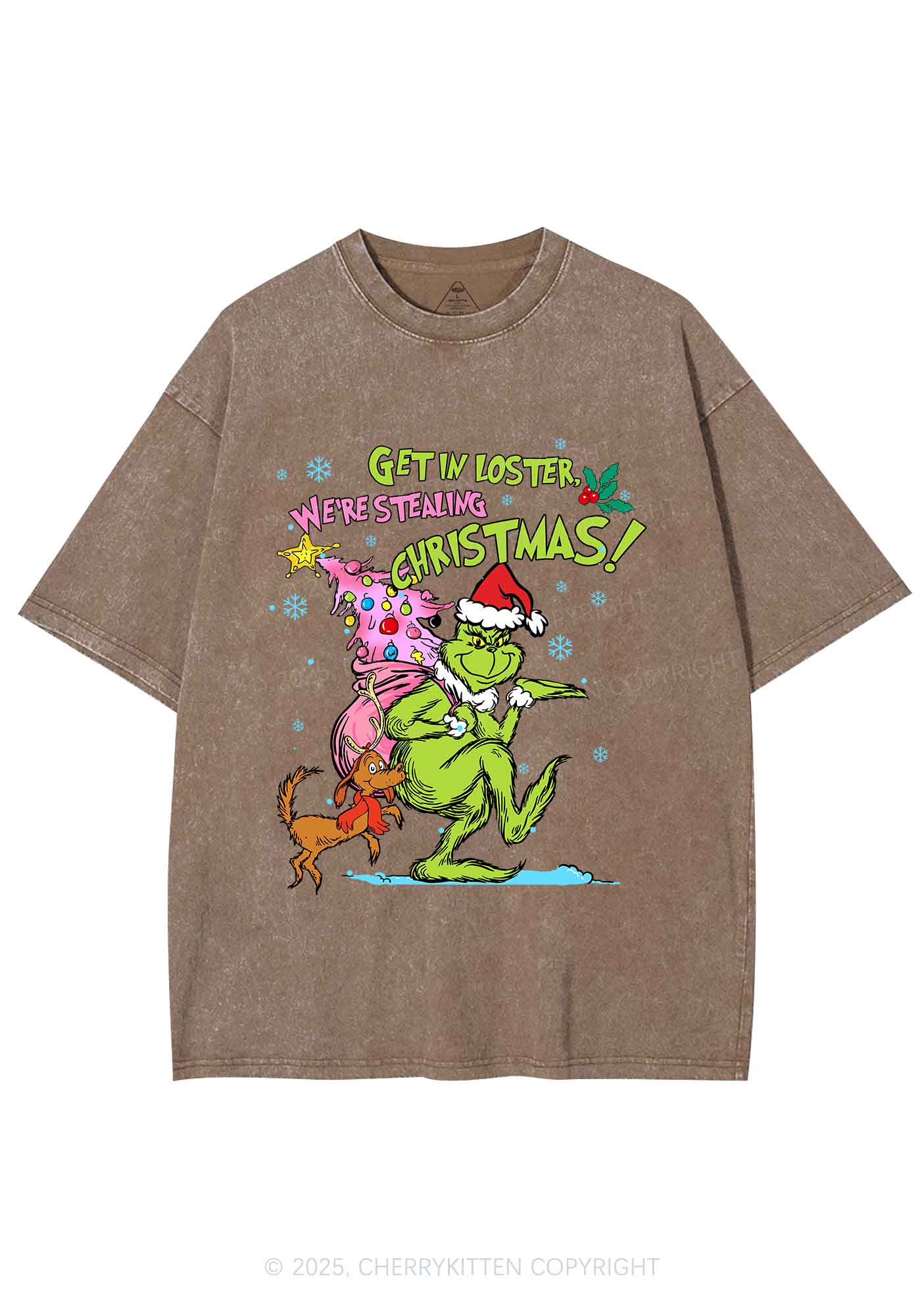 We Are Stealing Christmas Y2K Shirts Washed Tee Cherrykitten - Image 8